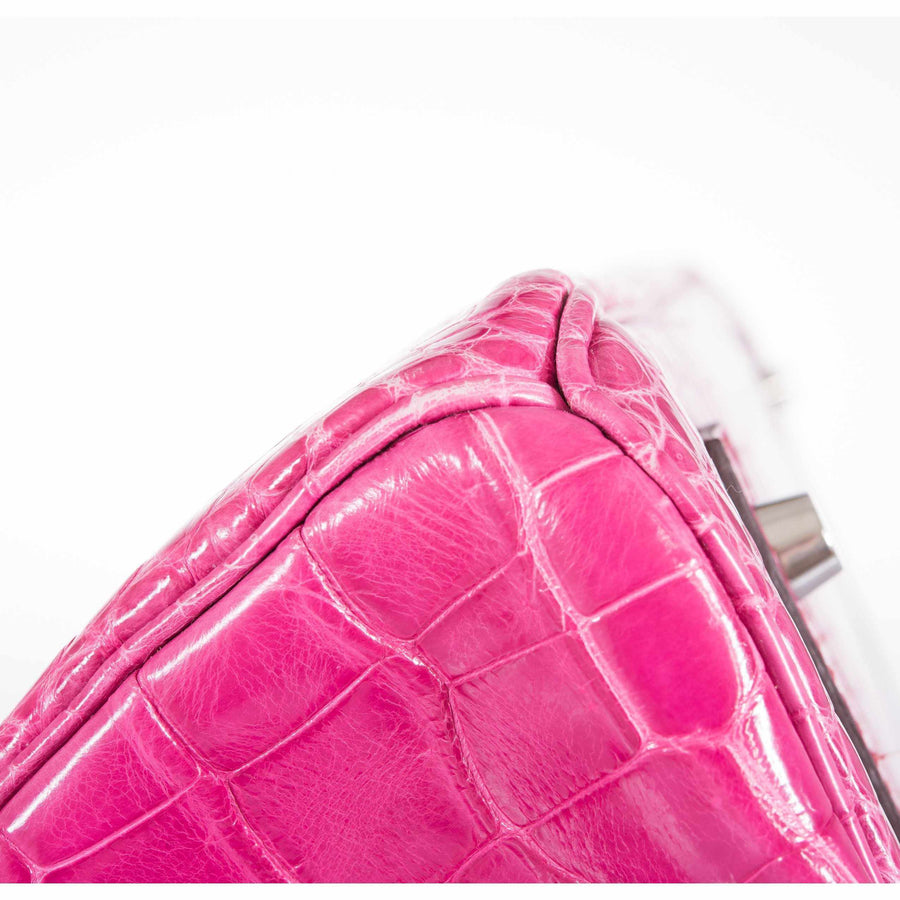 Hermès Birkin 42 "JPG Shoulder" Fuchsia Shiny Porosus Crocodile Palladium Hardware