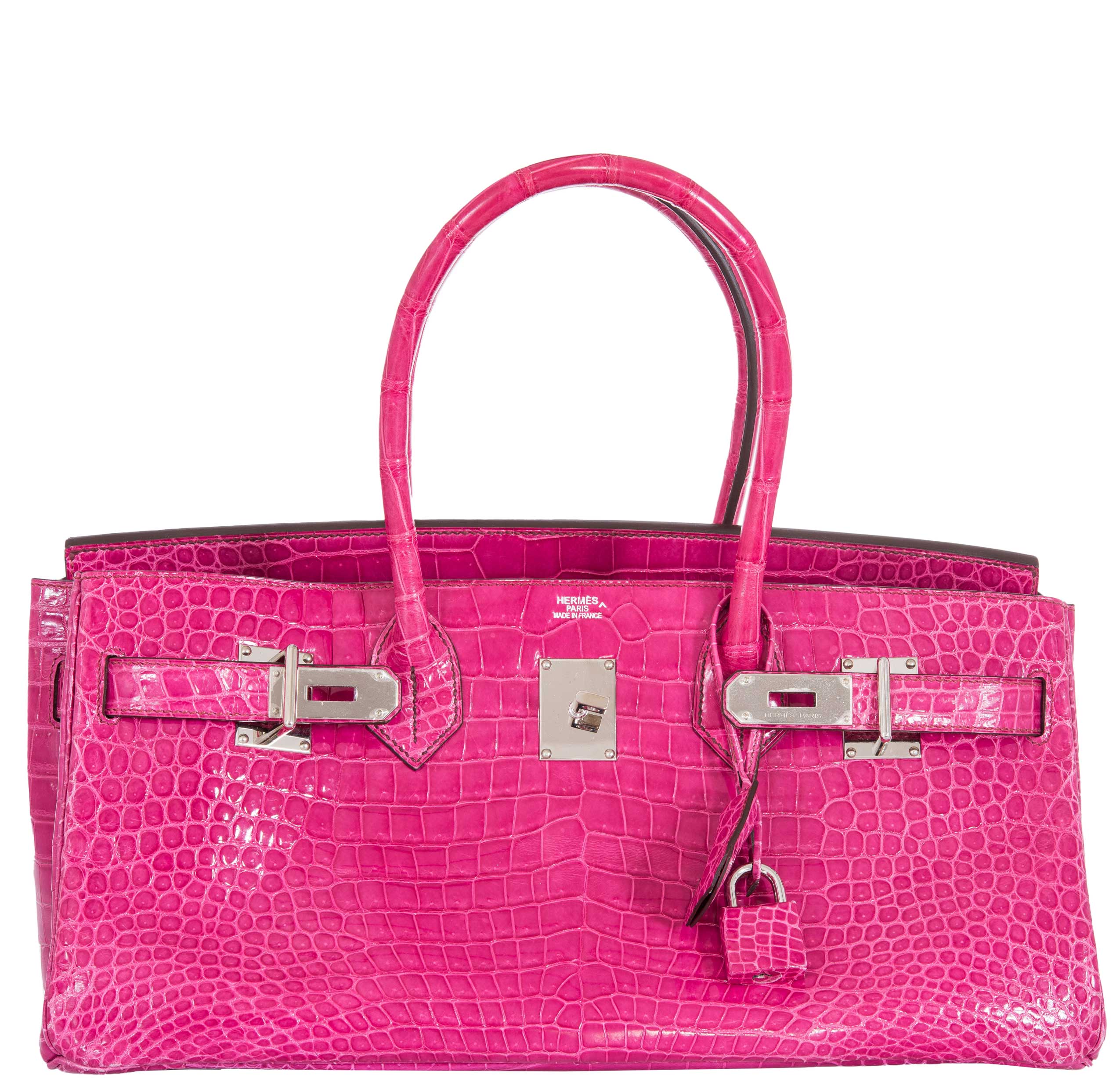 Hermès Birkin 42 "JPG Shoulder" Fuchsia Shiny Porosus Crocodile Palladium Hardware