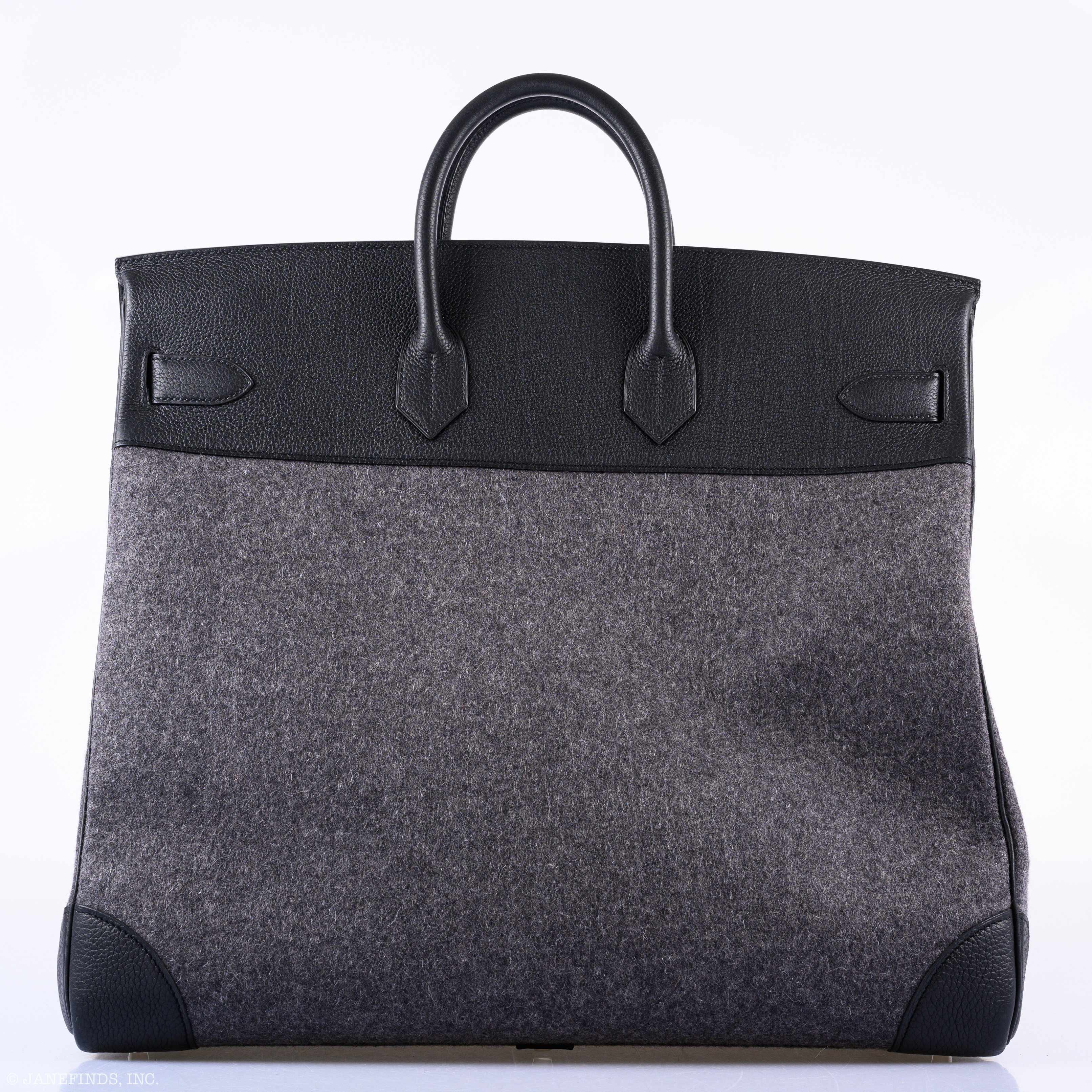 Hermès Birkin 50 HAC Gray Feutre Wool & Black Togo Leather