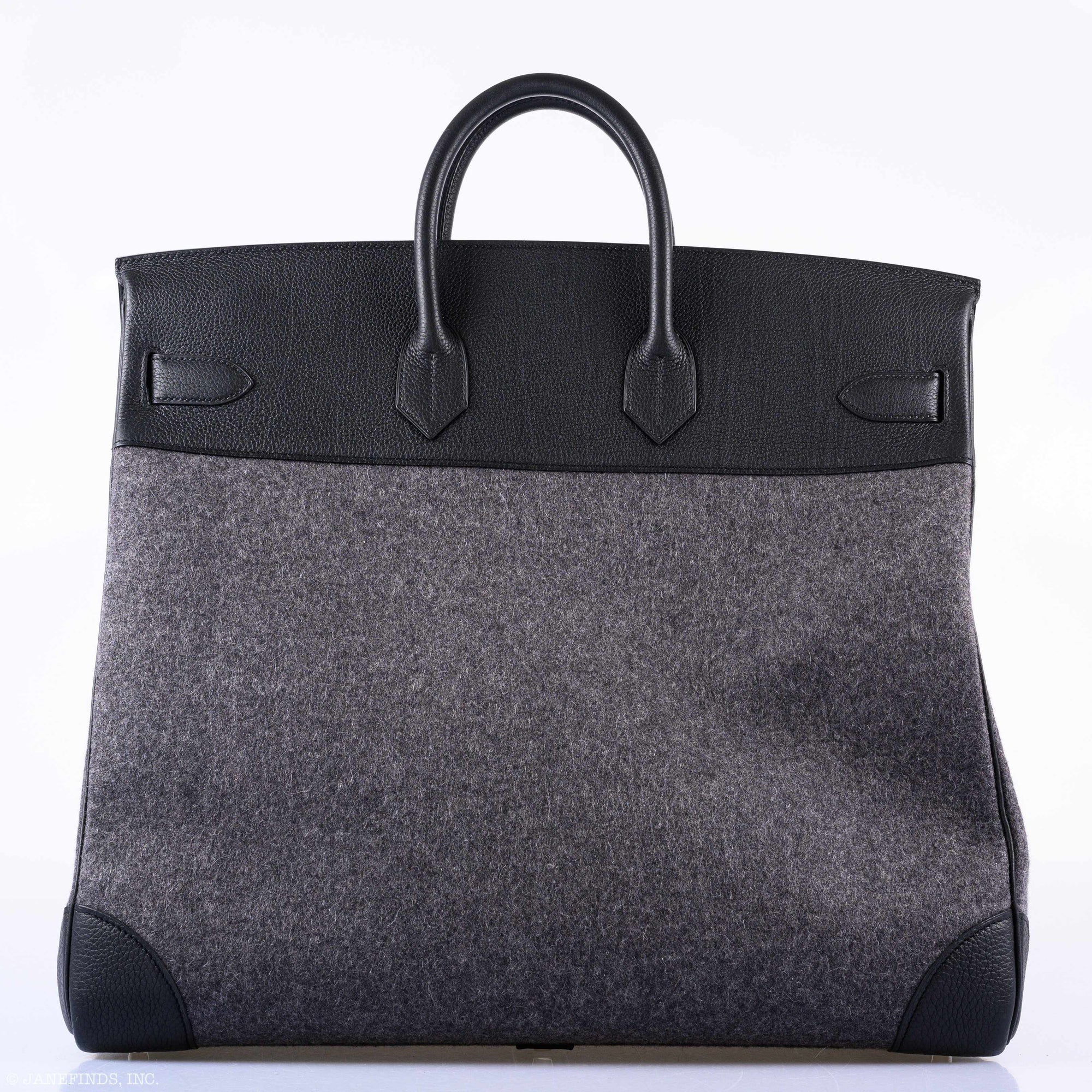 Hermès Birkin 50 HAC Gray Feutre Wool & Black Togo Leather Palladium Hardware