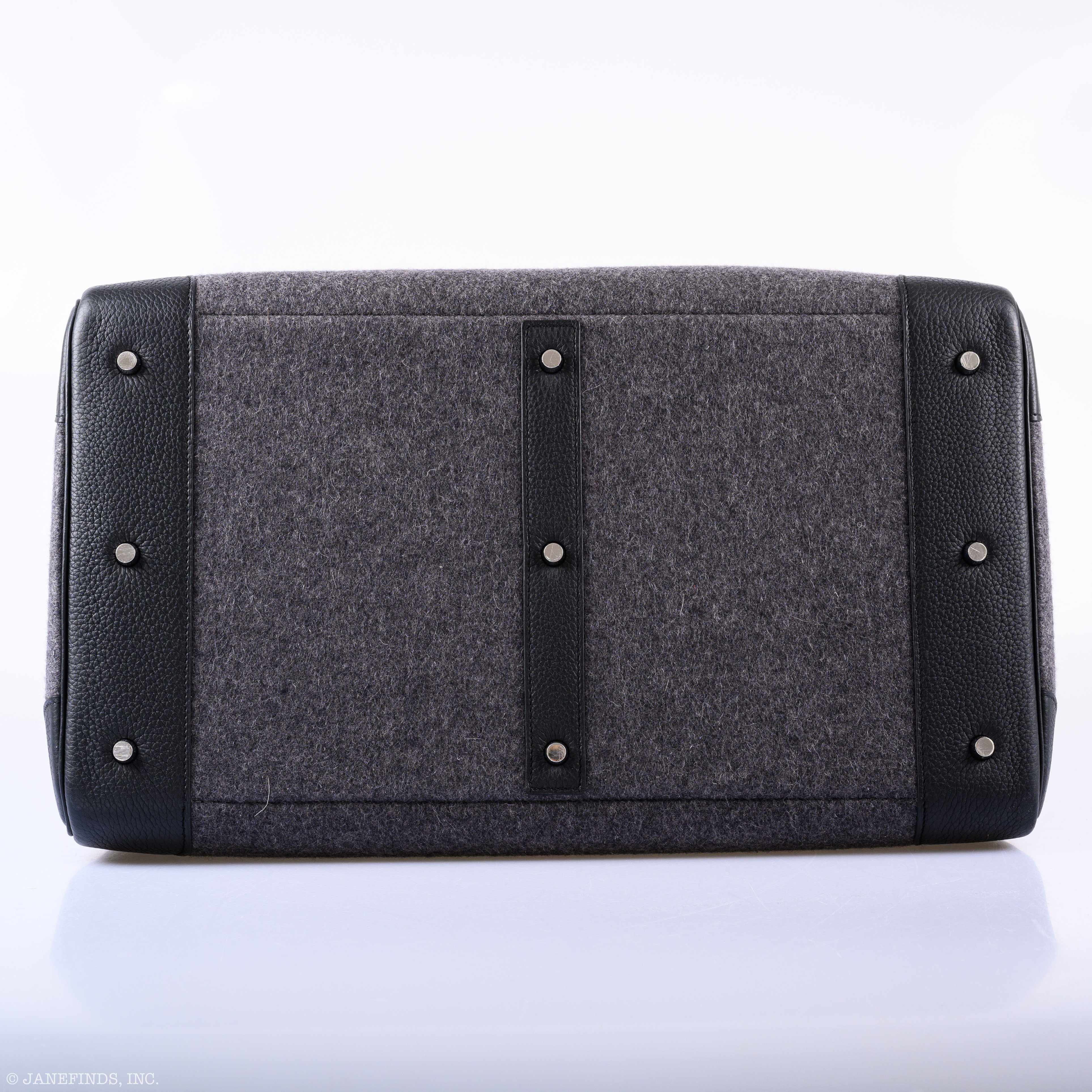 Hermès Birkin 50 HAC Gray Feutre Wool & Black Togo Leather Palladium Hardware