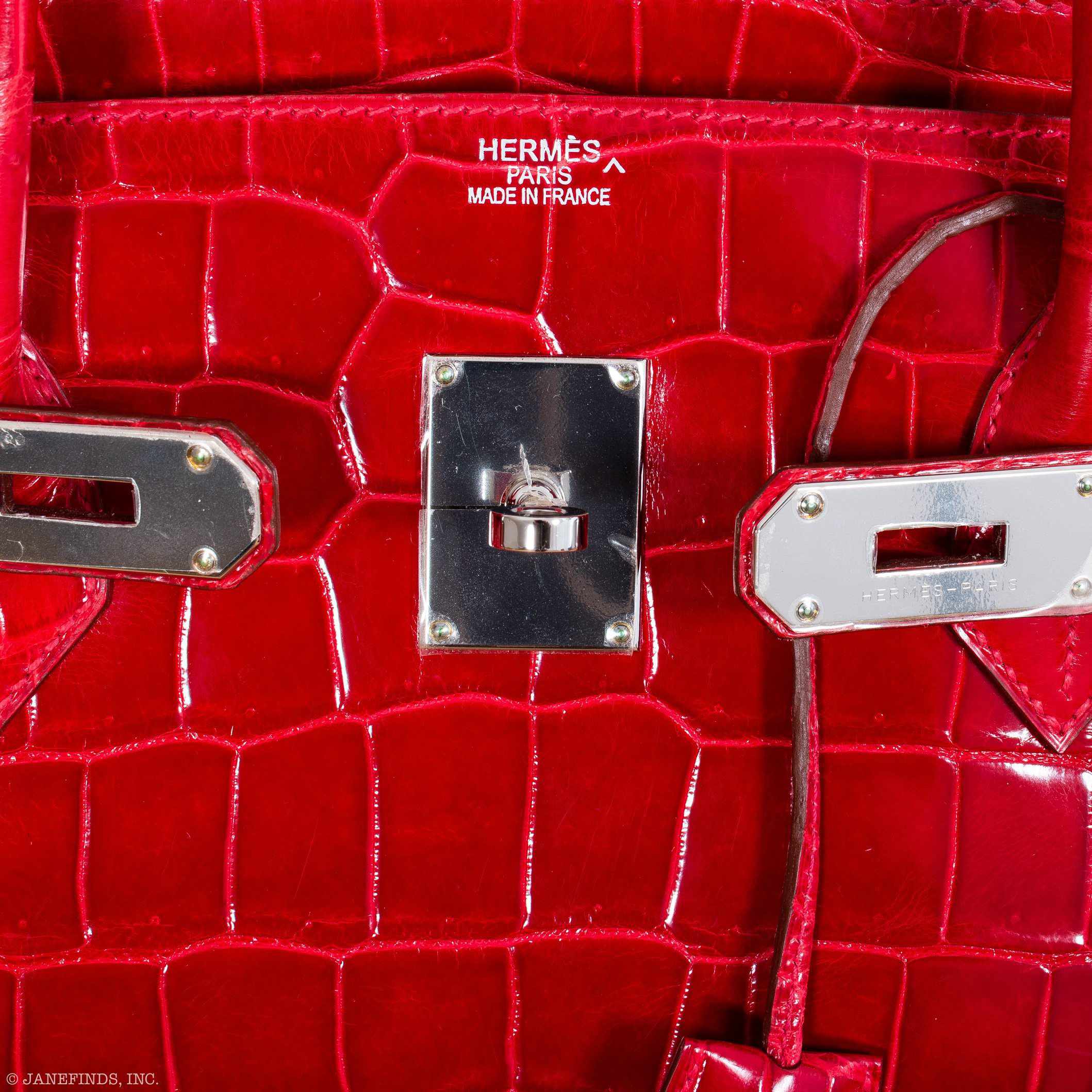 Hermès Birkin 50 Shiny Braise Porosus Crocodile Palladium Hardware