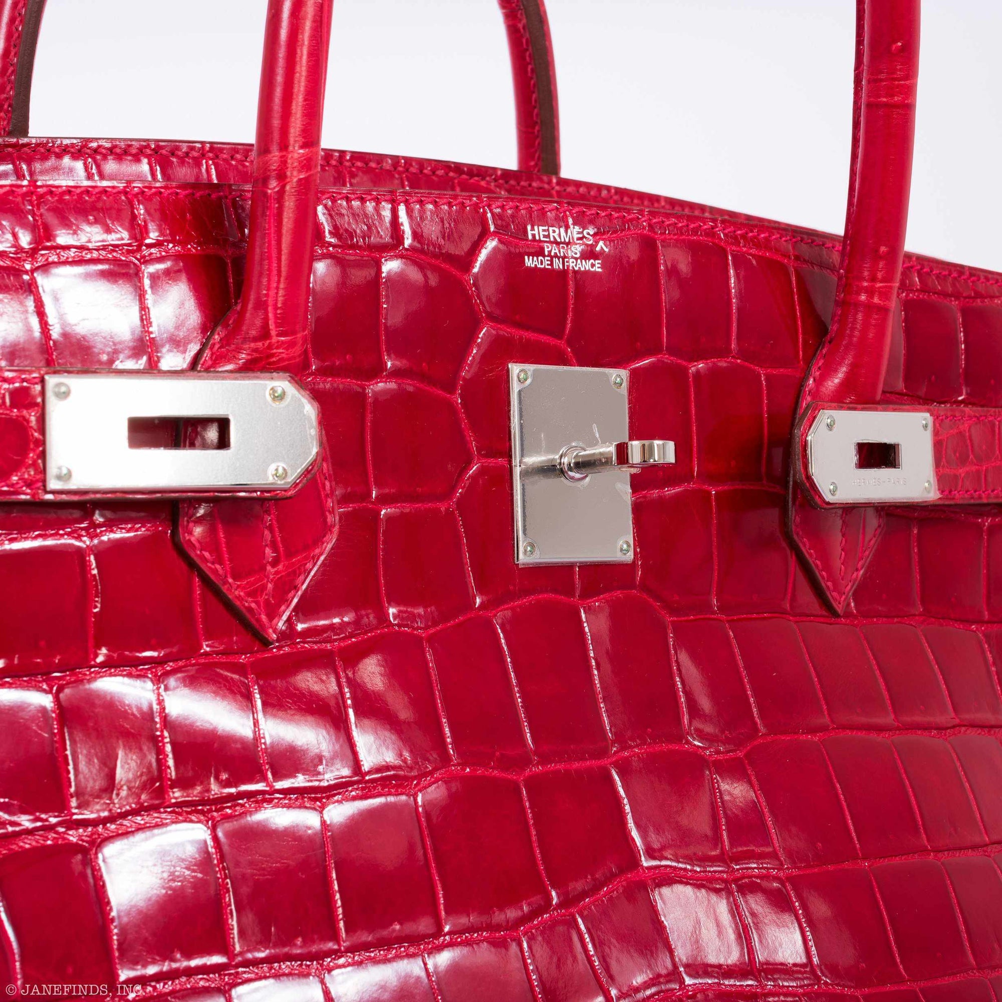Hermès Birkin 50 Shiny Braise Porosus Crocodile Palladium Hardware