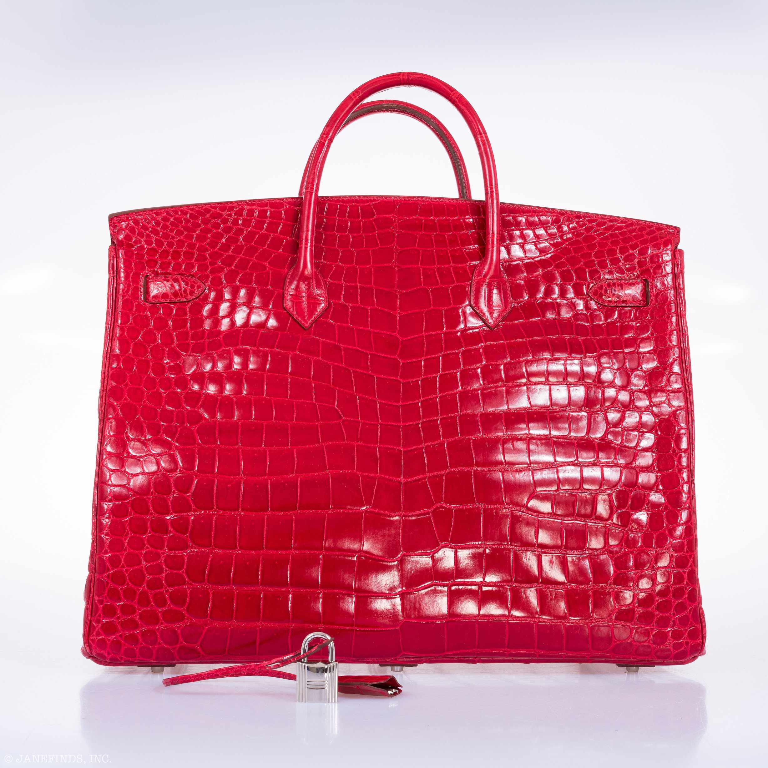 Hermès Birkin 50 Shiny Braise Porosus Crocodile Palladium Hardware