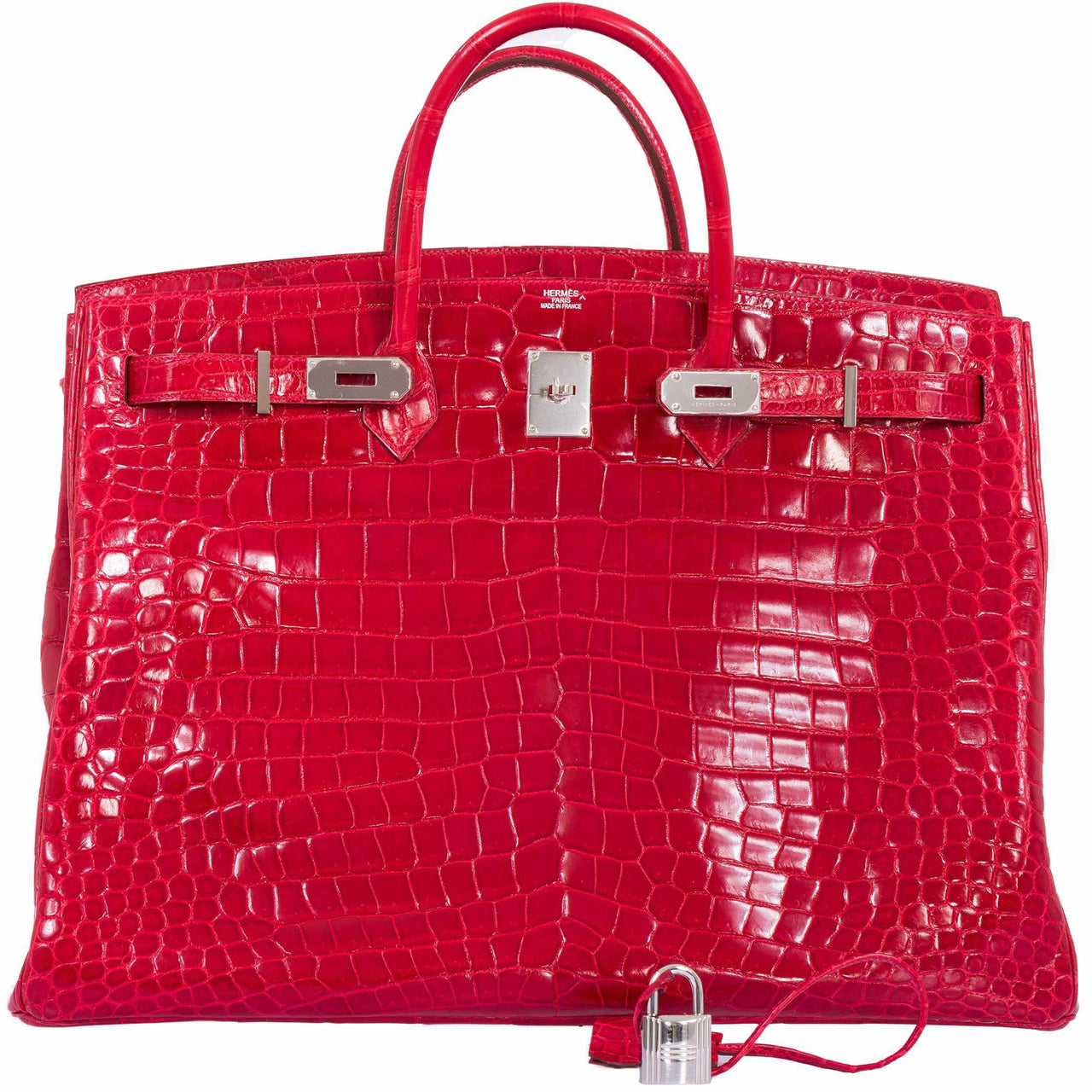 Hermès Birkin 50 Shiny Braise Porosus Crocodile Palladium Hardware ...