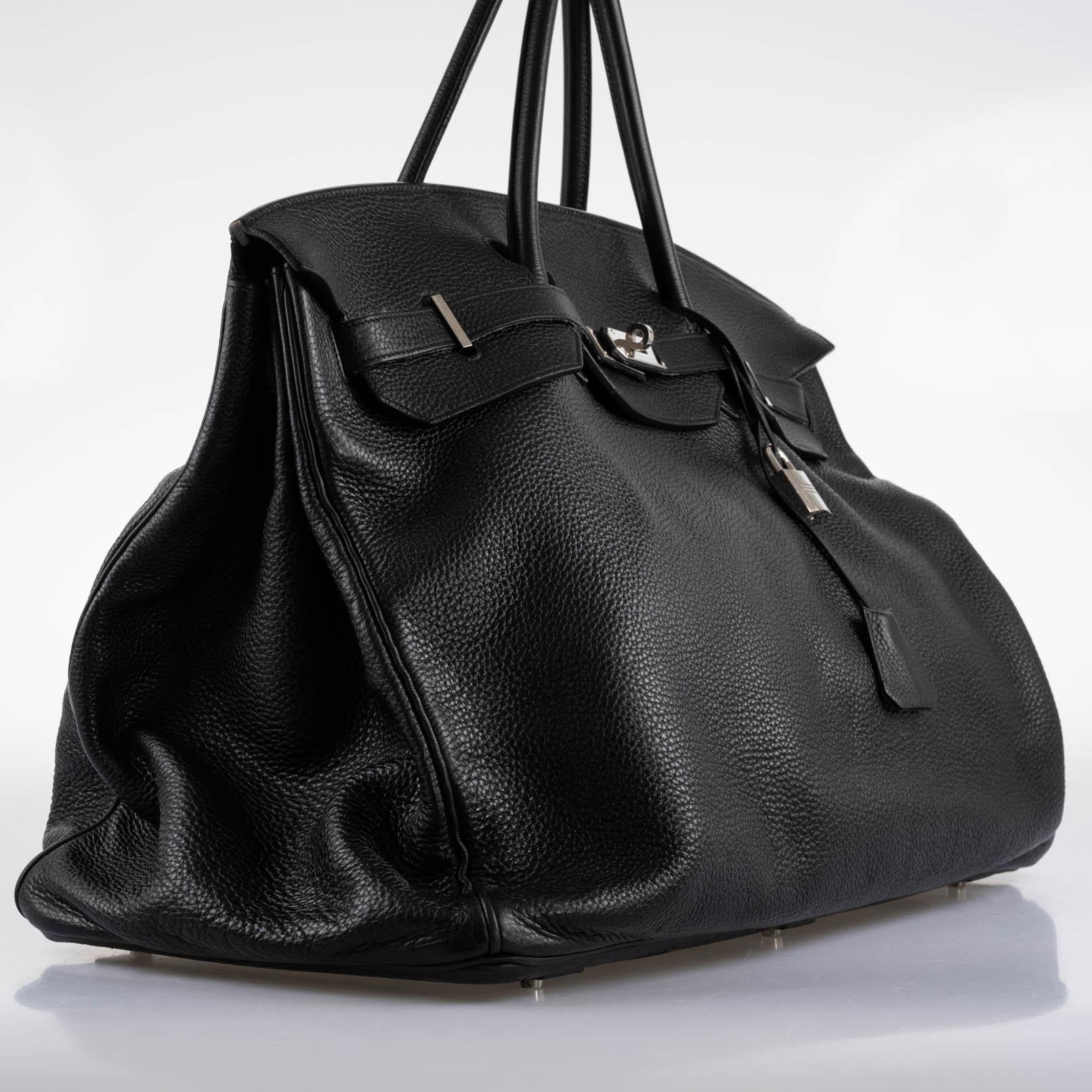Hermès Birkin 55 Travel Black Clemence Leather Palladium Hardware