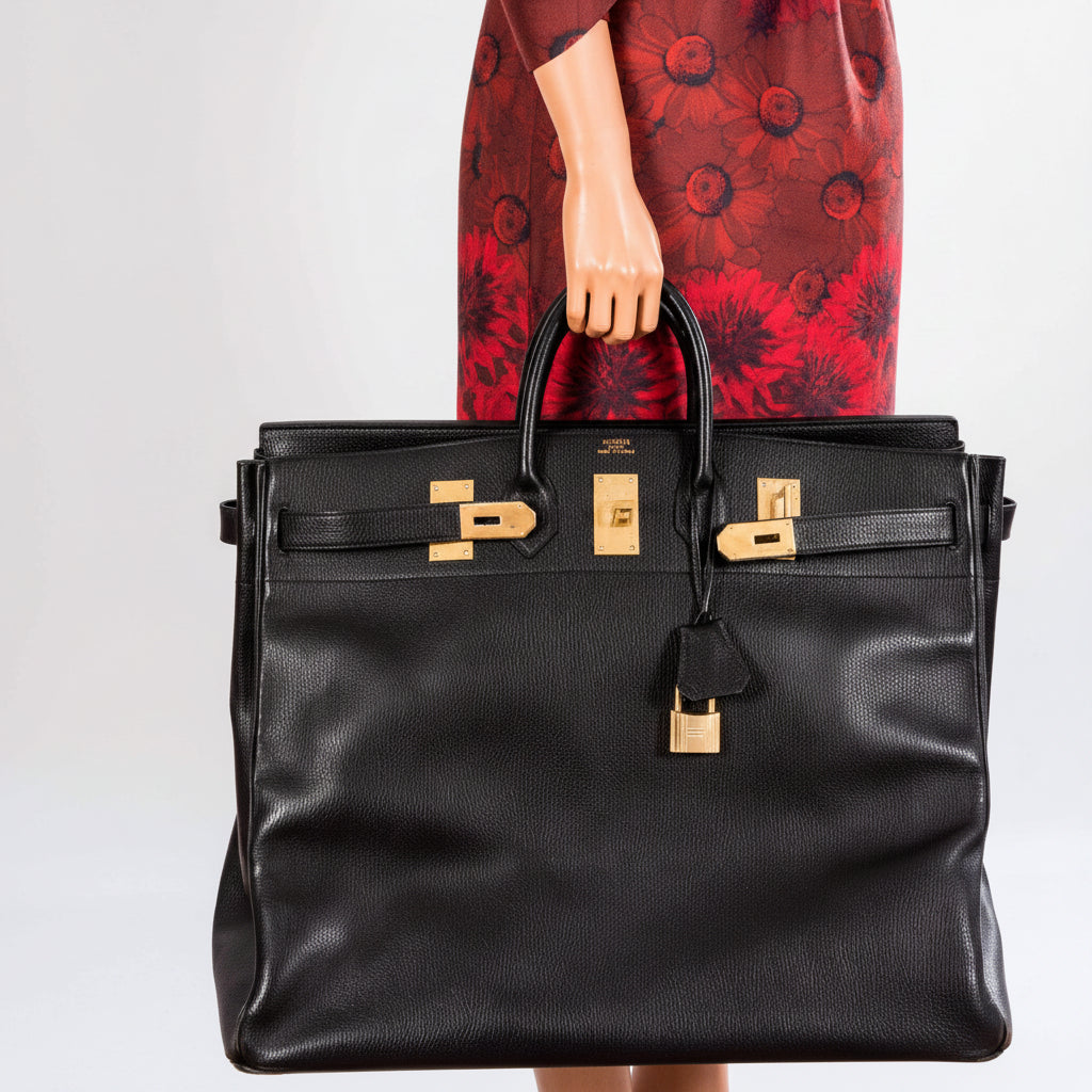 Hermès Birkin 55 Travel HAC Black Ardennes Gold Hardware