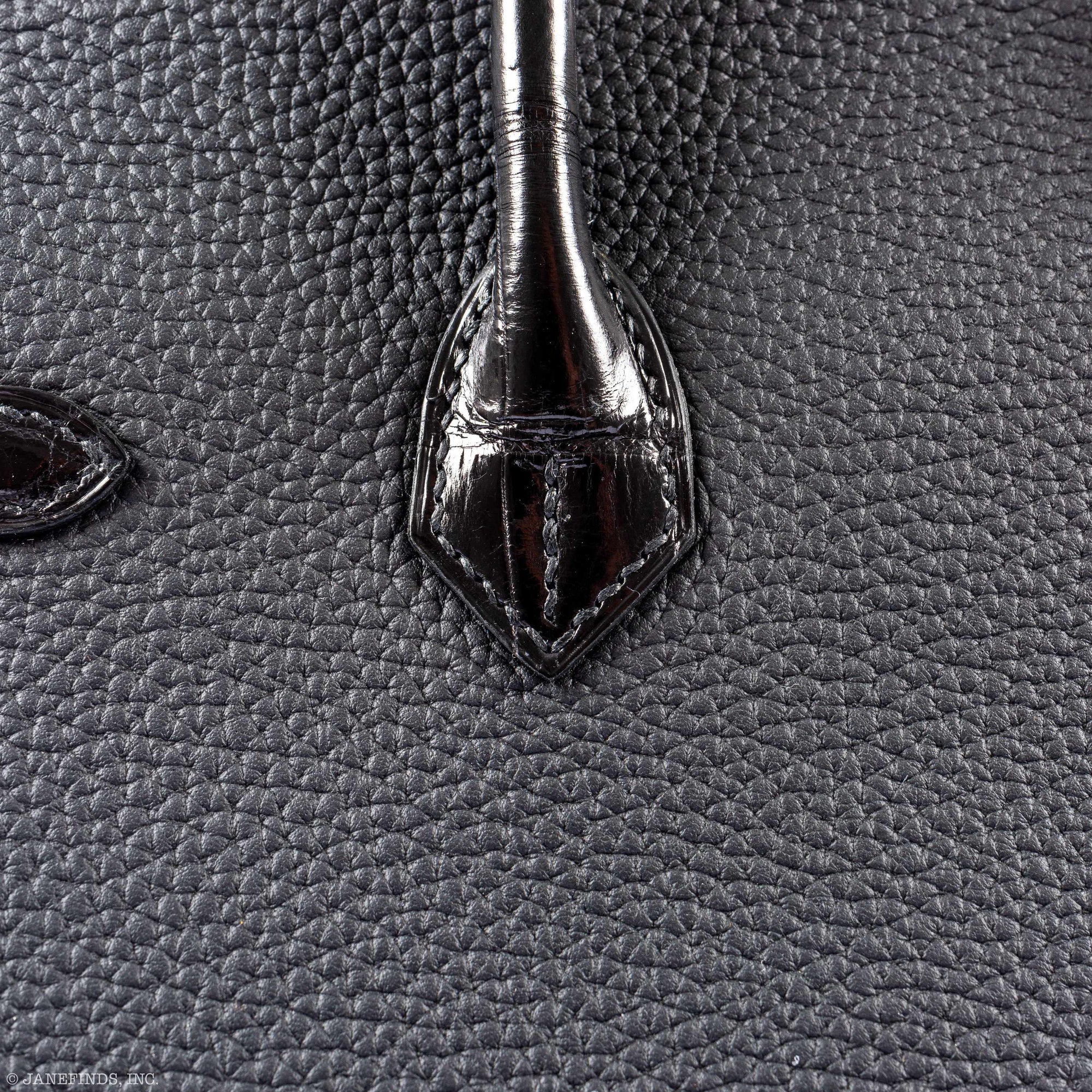 Hermès Birkin Touch 25 Black Togo & Niloticus Crocodile Rose Gold Hardware