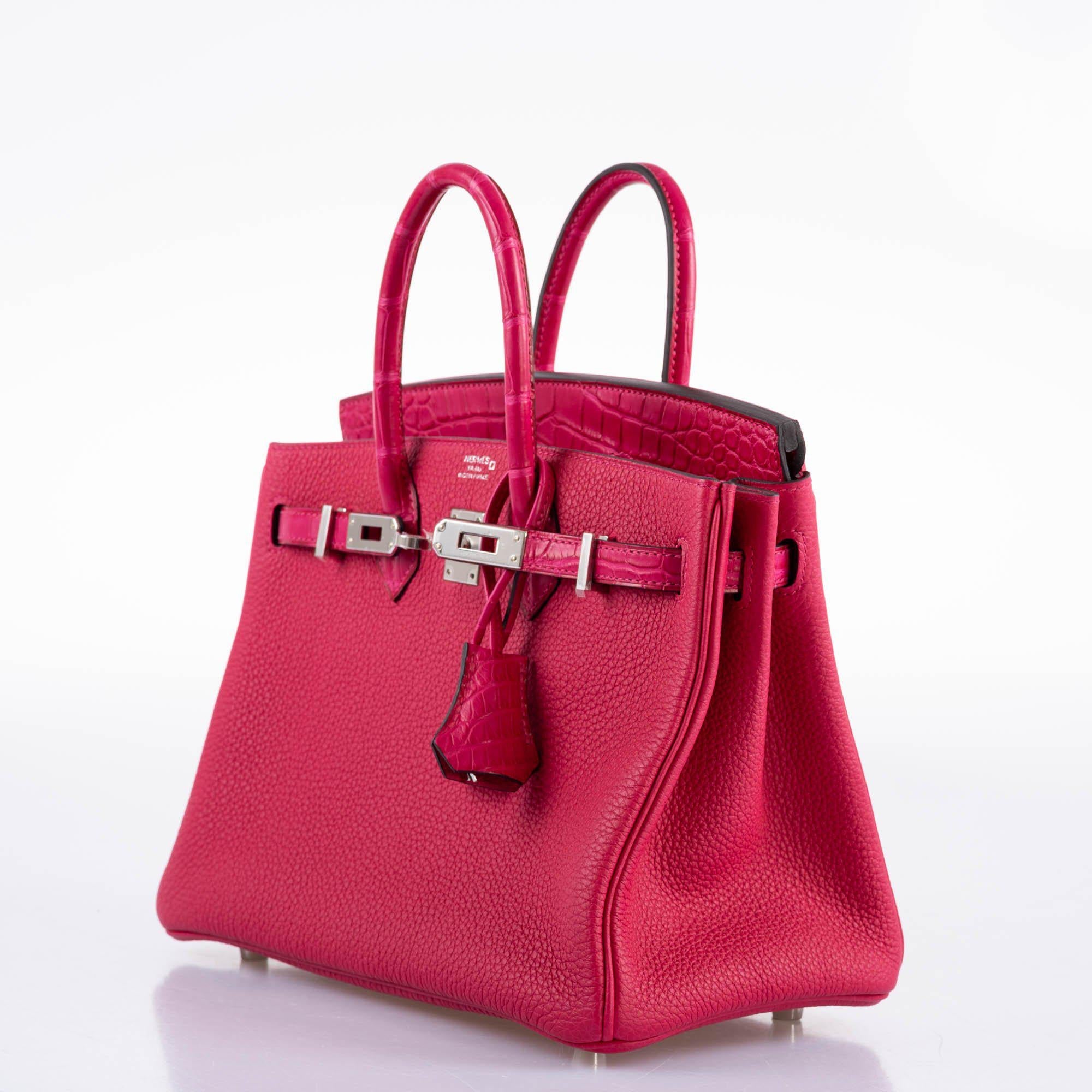 Hermès Birkin Touch 25 Framboise Togo & Matte Alligator Palladium Hardware