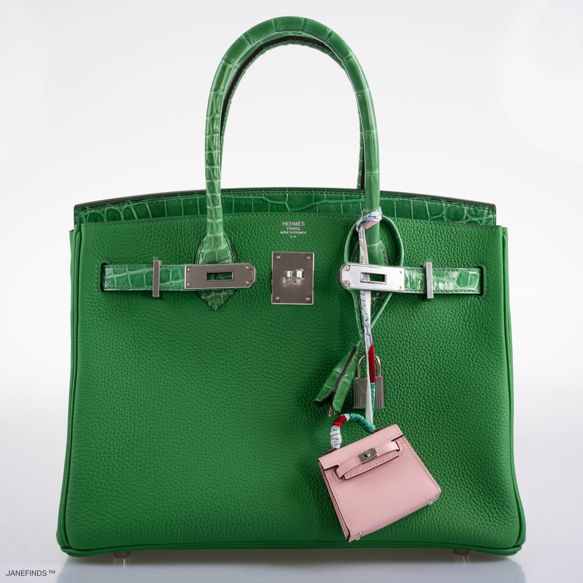 Hermès Birkin Touch 30 Bambou (Bamboo) Togo & Cactus Niloticus Crocodile Palladium Hardware