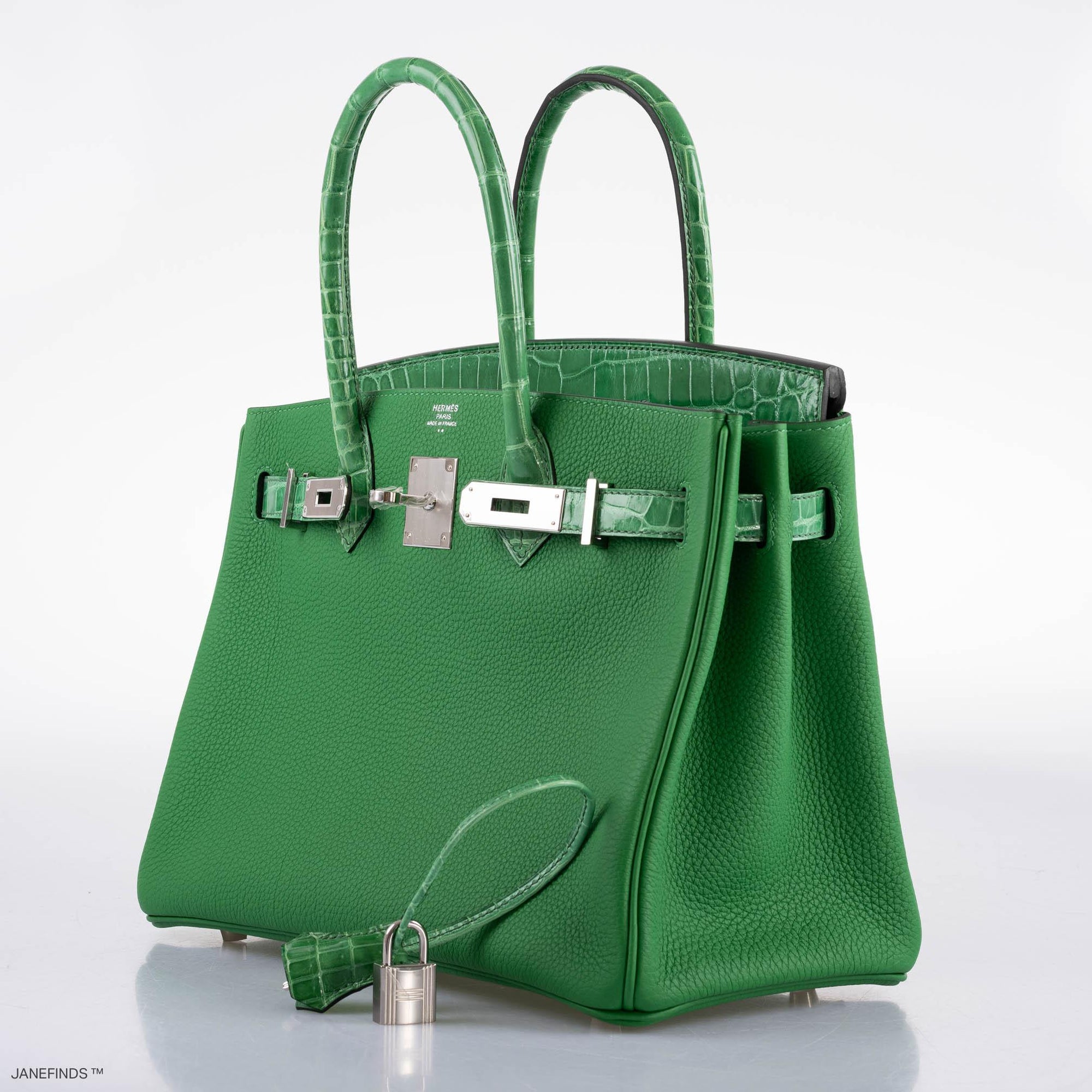 Hermès Birkin Touch 30 Bambou (Bamboo) Togo & Cactus Niloticus Crocodile Palladium Hardware