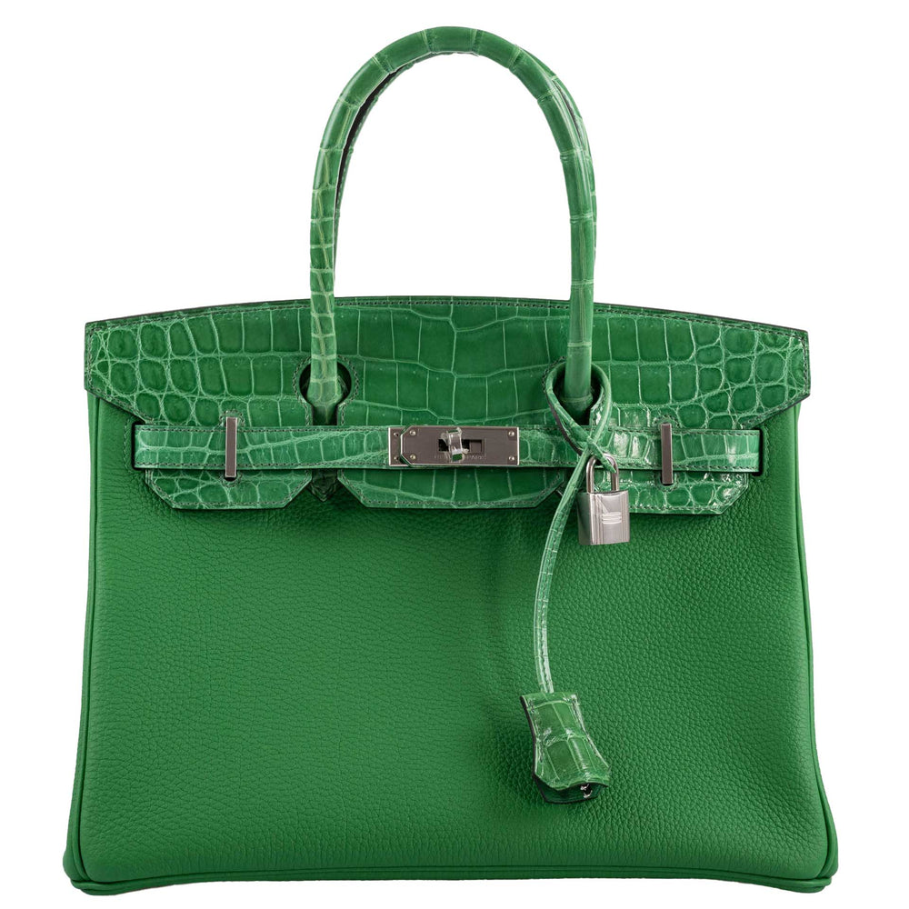 Hermès Birkin Touch 30 Bambou (Bamboo) Togo & Cactus Niloticus Crocodile Palladium Hardware