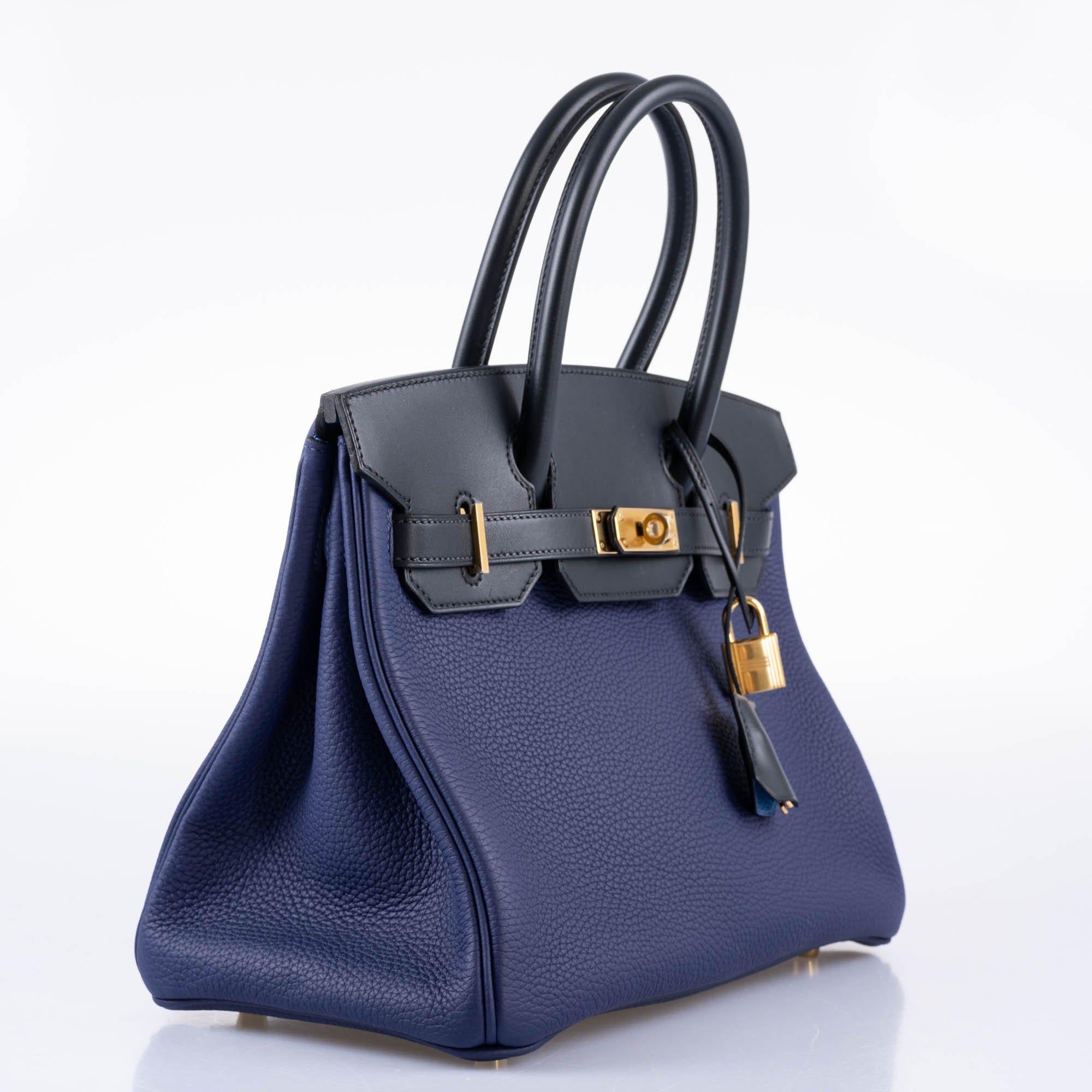 Hermès Birkin Touch 30 Bleu (Blue) Encre Sombrero & Bleu Obscur Taurillon Clemence Gold Hardware