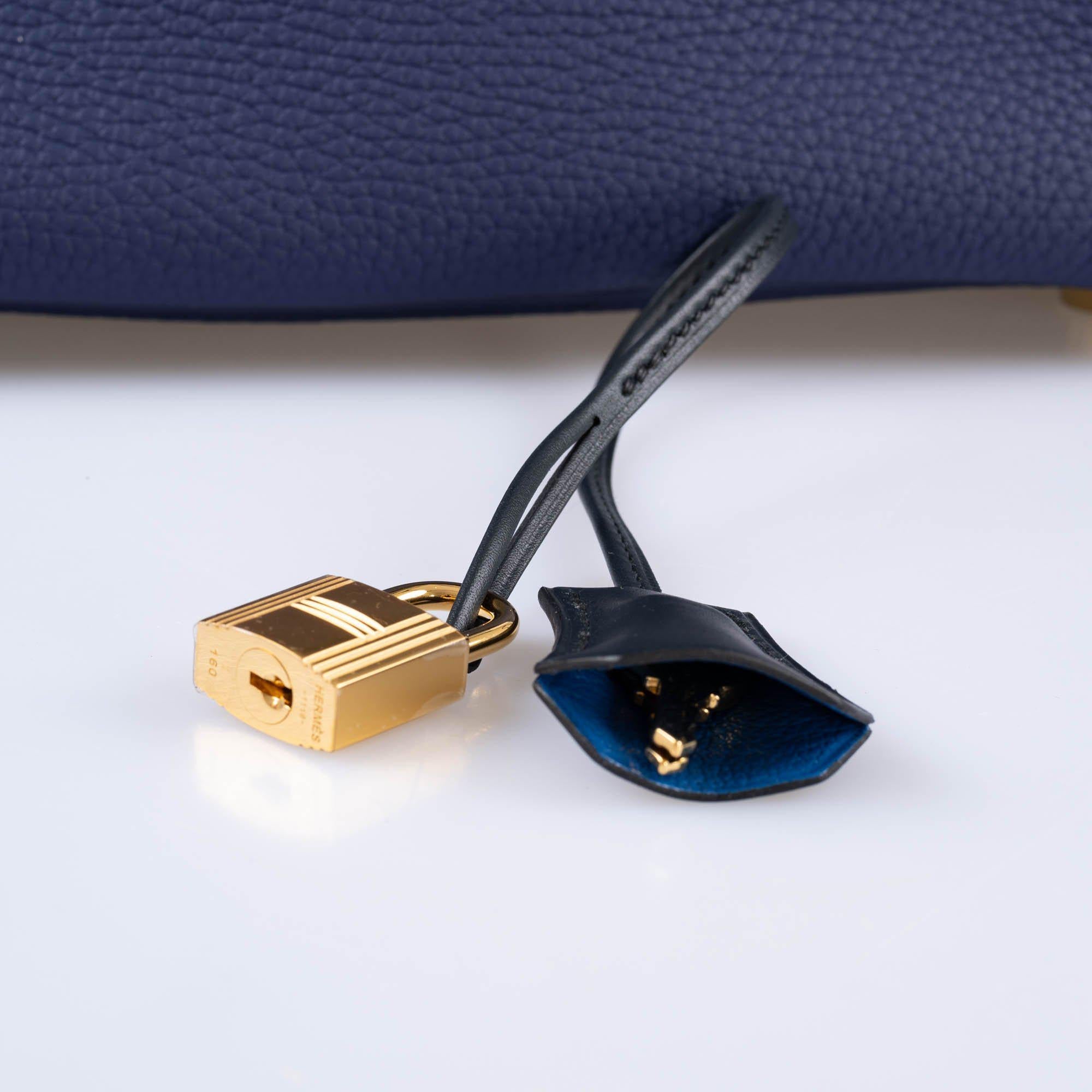 Hermès Birkin Touch 30 Bleu (Blue) Encre Sombrero & Bleu Obscur Taurillon Clemence Gold Hardware