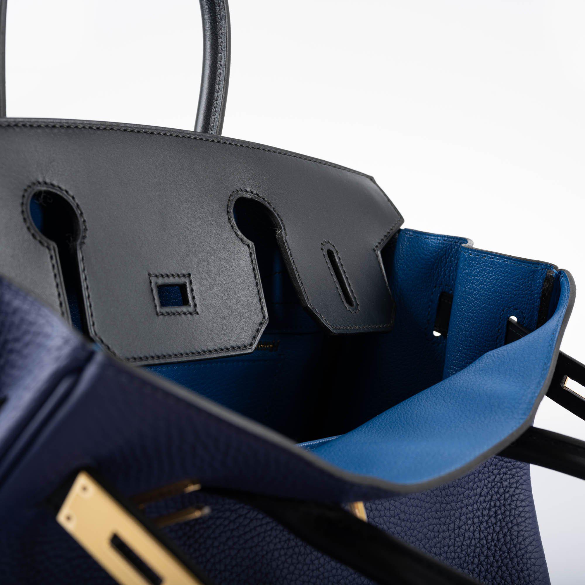 Hermès Birkin Touch 30 Bleu (Blue) Encre Sombrero & Bleu Obscur Taurillon Clemence Gold Hardware