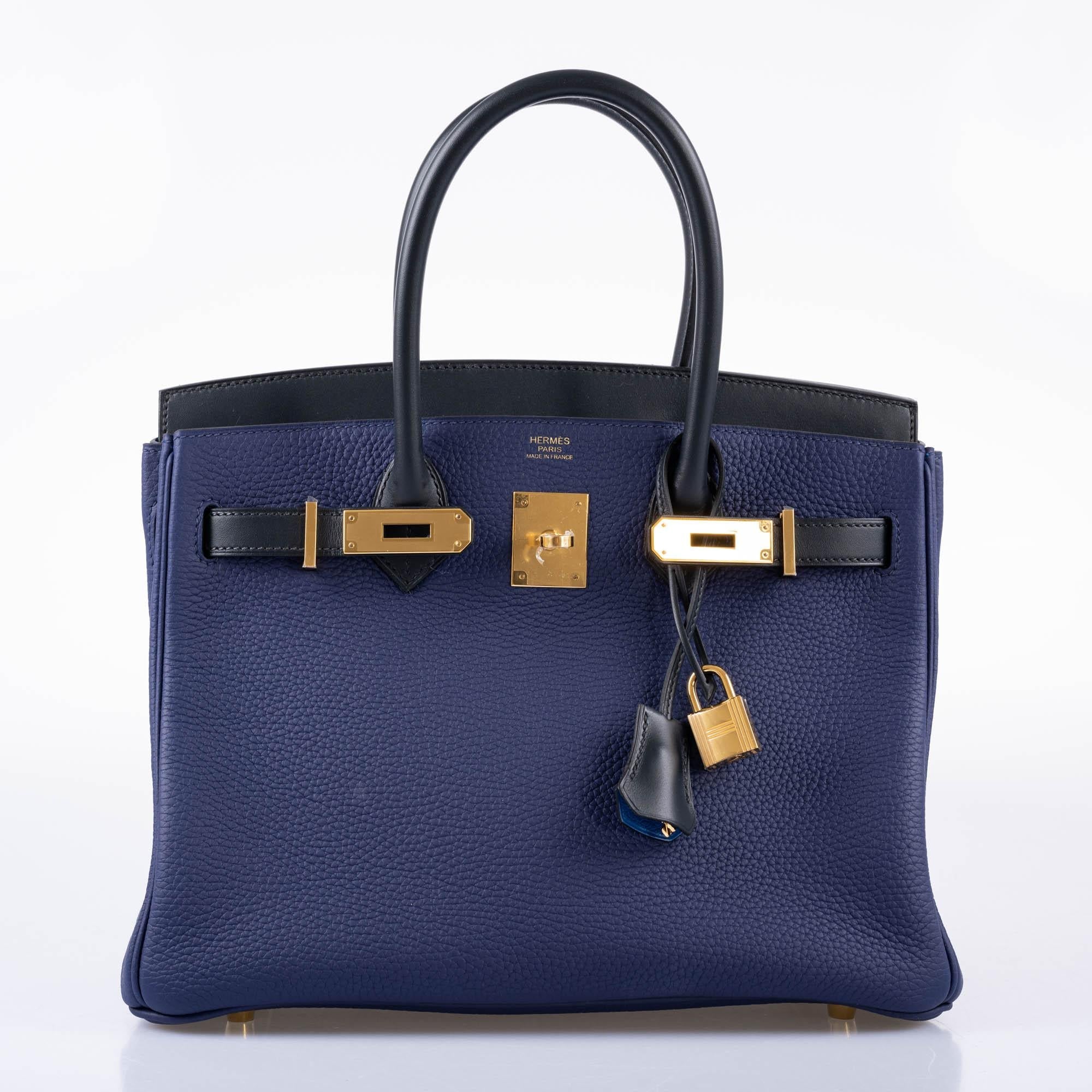 Hermès Birkin Touch 30 Bleu (Blue) Encre Sombrero & Bleu Obscur Taurillon Clemence Gold Hardware