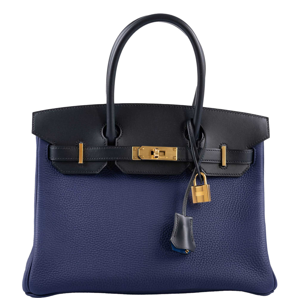 Hermès Birkin Touch 30 Bleu (Blue) Encre Sombrero & Bleu Obscur Taurillon Clemence Gold Hardware