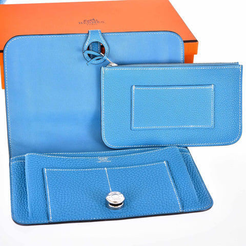 Hermès Blue Jean Dogon Wallet Togo Palladium Hardware
