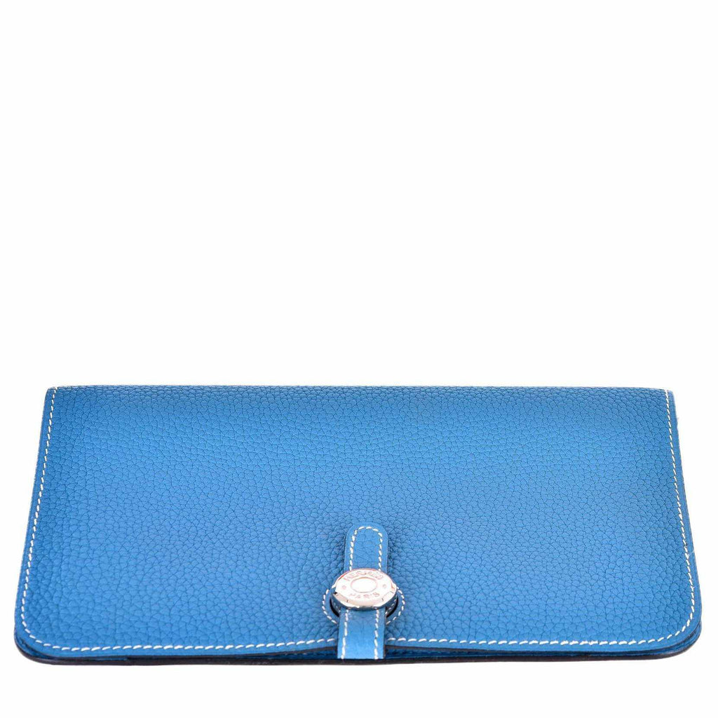 Authentic HERMÈS Dogon Wallet Blue Jean Swift Palladium Hardware - SANDIA  EXCHANGE