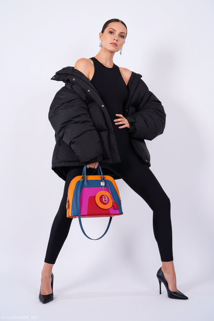 Hermès Bolide 1923 Rainbow Sunset 30 Multicolor Epsom Palladium Hardware