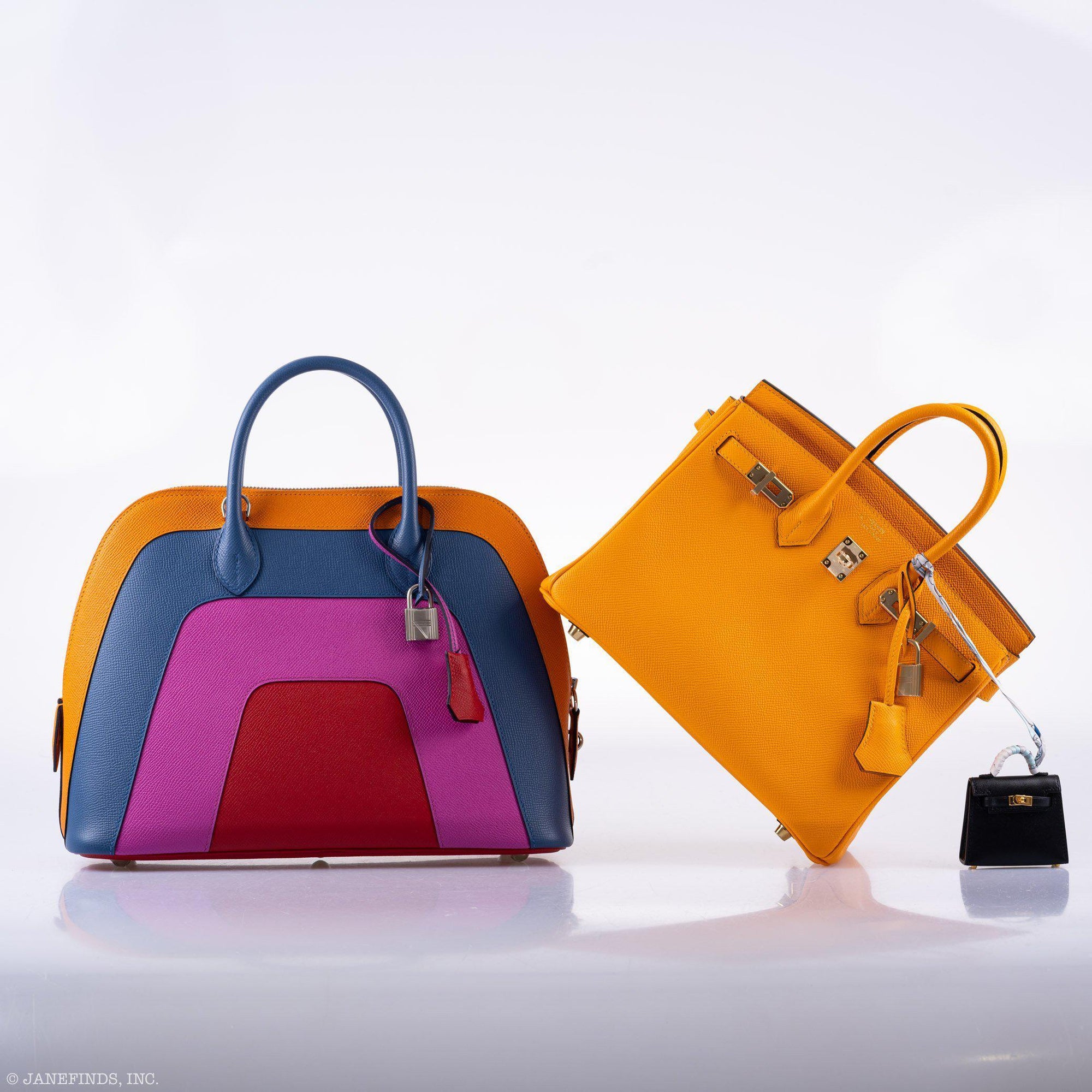 Hermès Bolide 1923 Rainbow Sunset 30 Multicolor Epsom Palladium Hardware