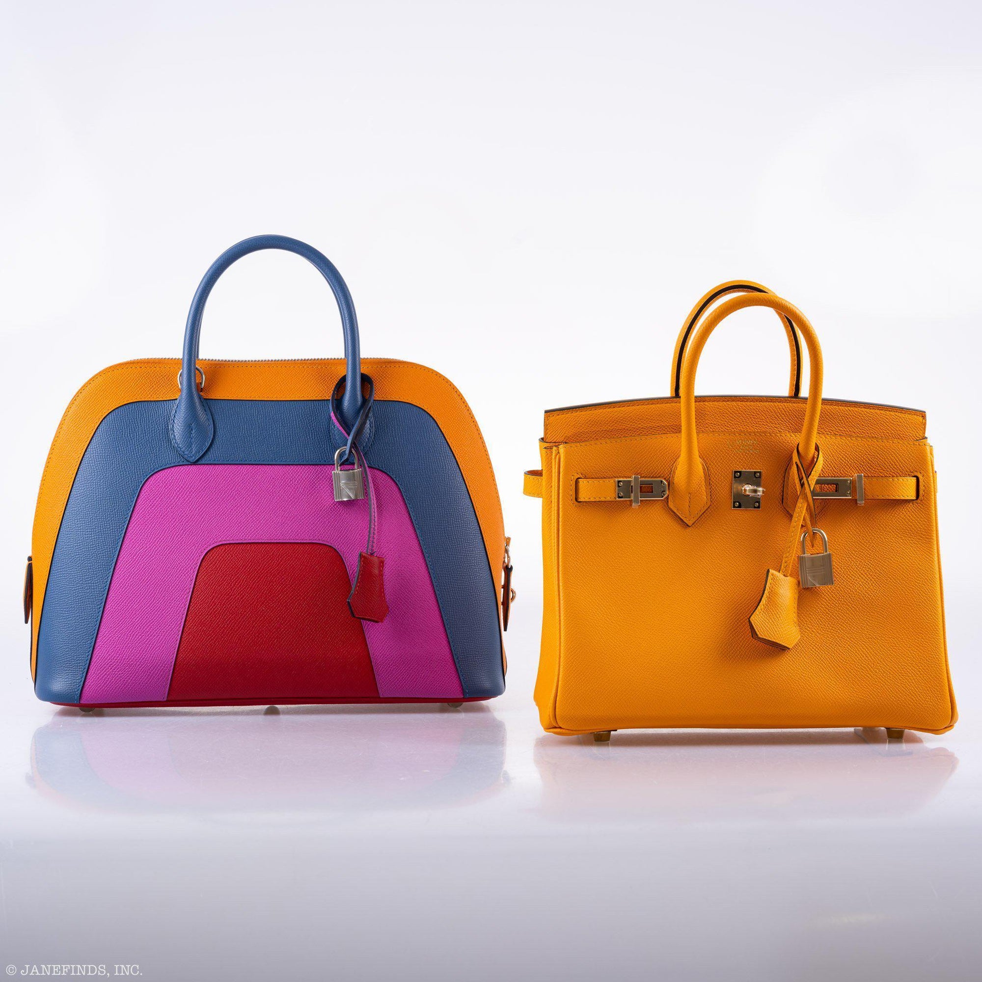 Hermès Bolide 1923 Rainbow Sunset 30 Multicolor Epsom Palladium Hardware