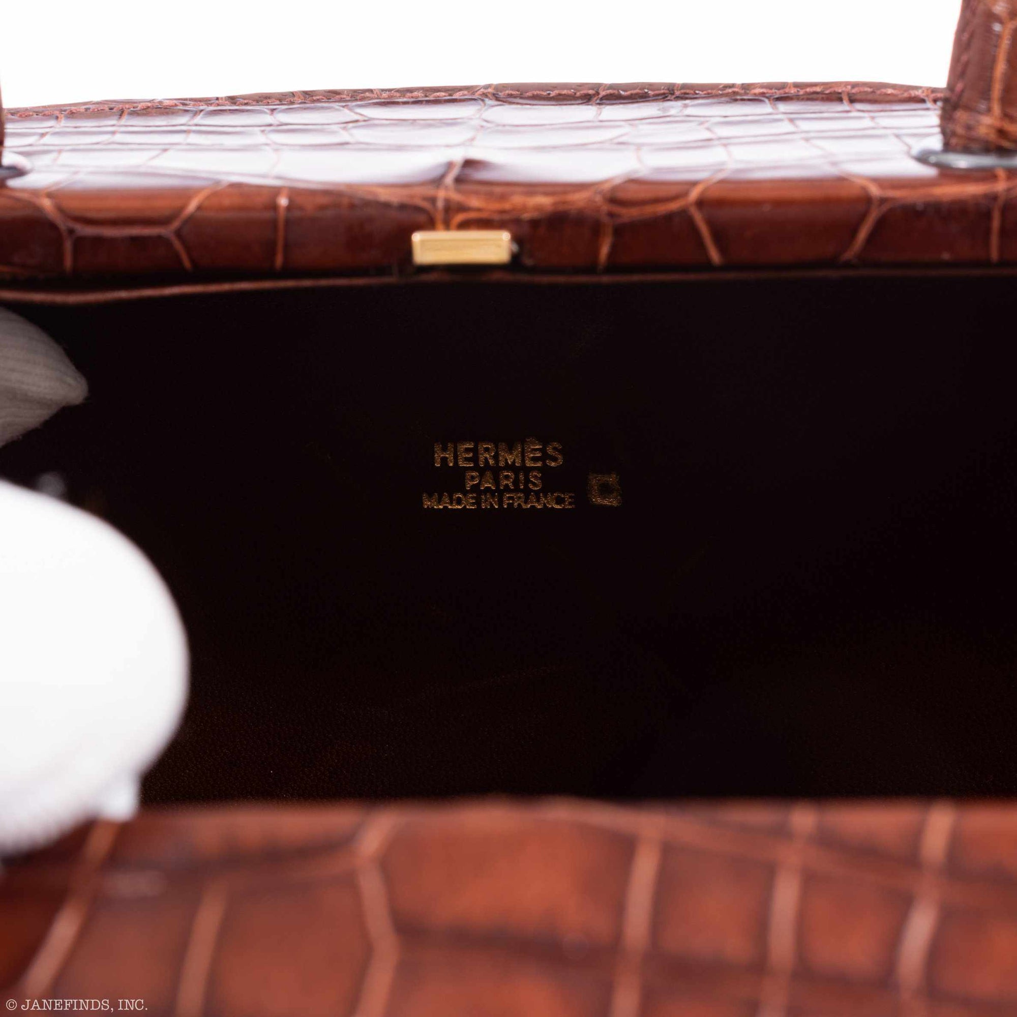 Hermès Cadena Bag Shiny Ebene Alligator