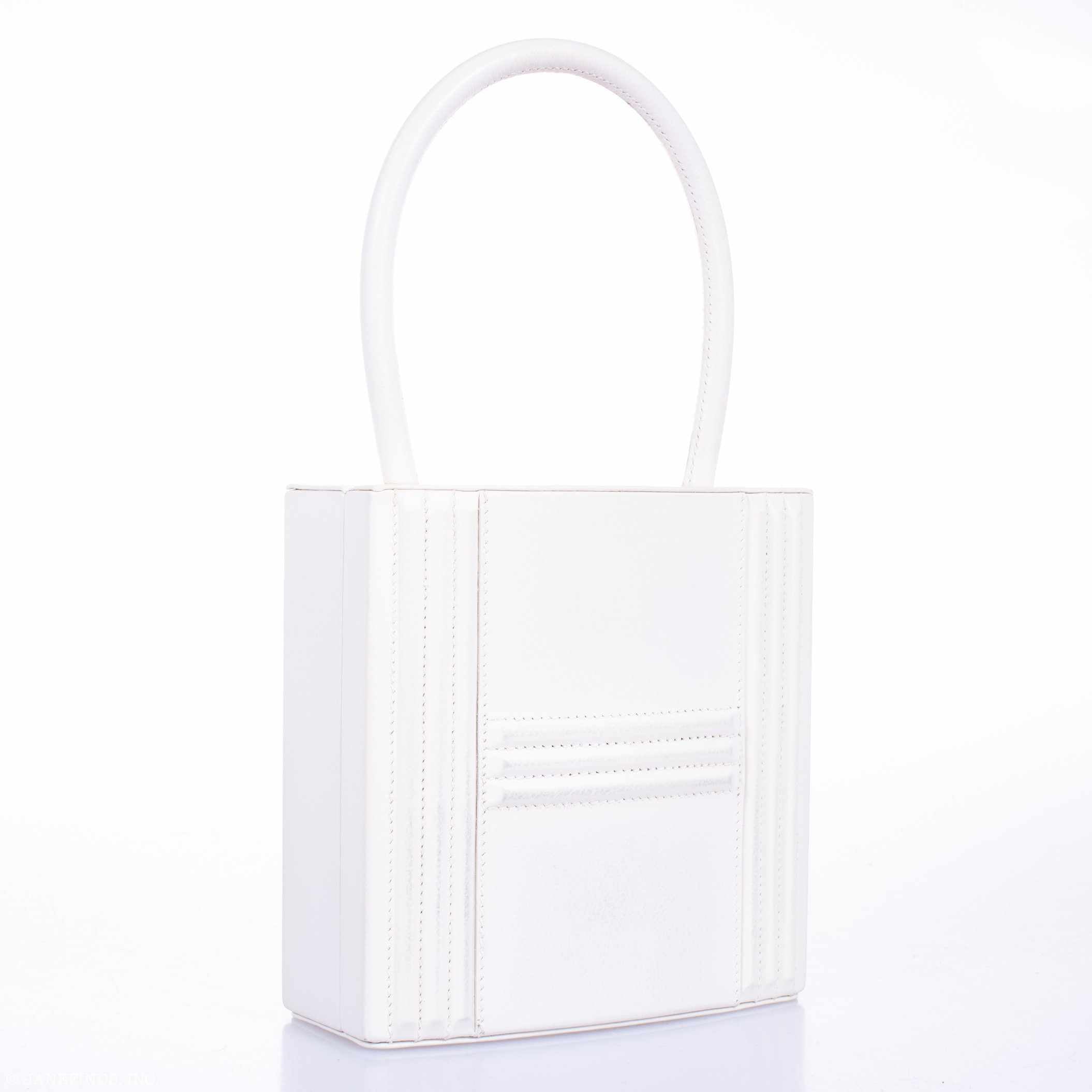 Hermès Cadena Lock Box Bag White Agneau Leather