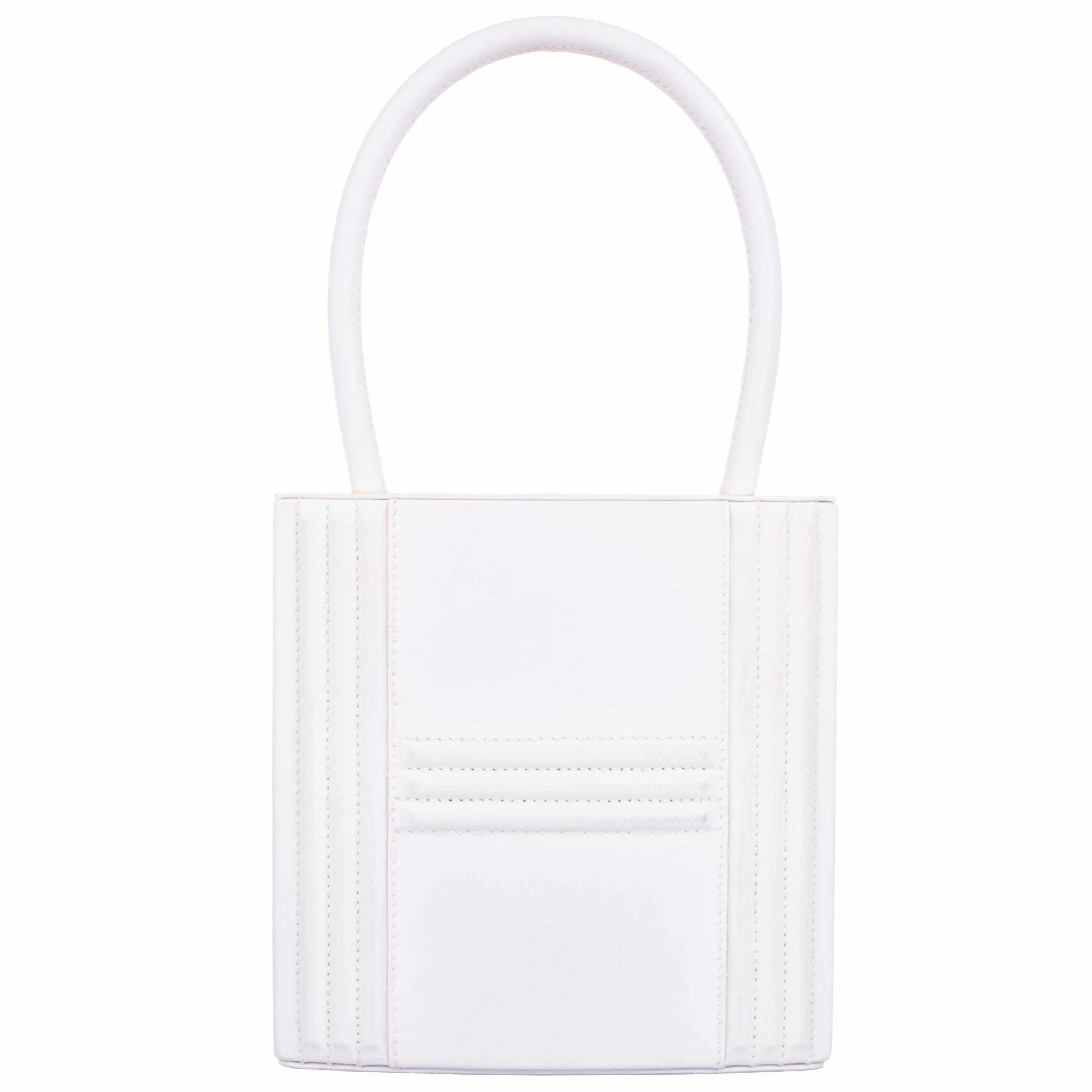 Hermès Cadena Lock Box Bag White Agneau Leather