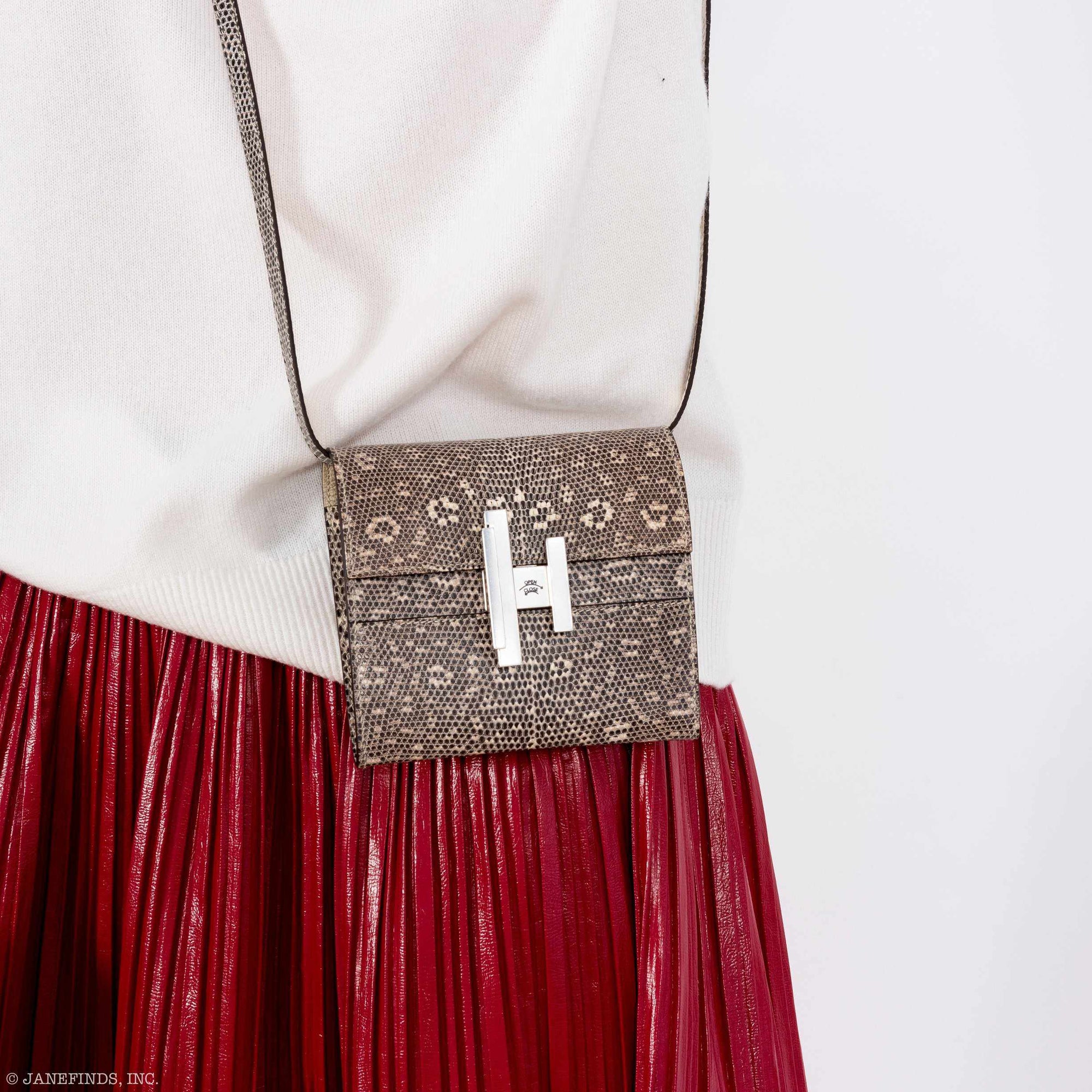 Hermès Cinhetic Mini Clutch On Strap Ombre Lizard Palladium Hardware