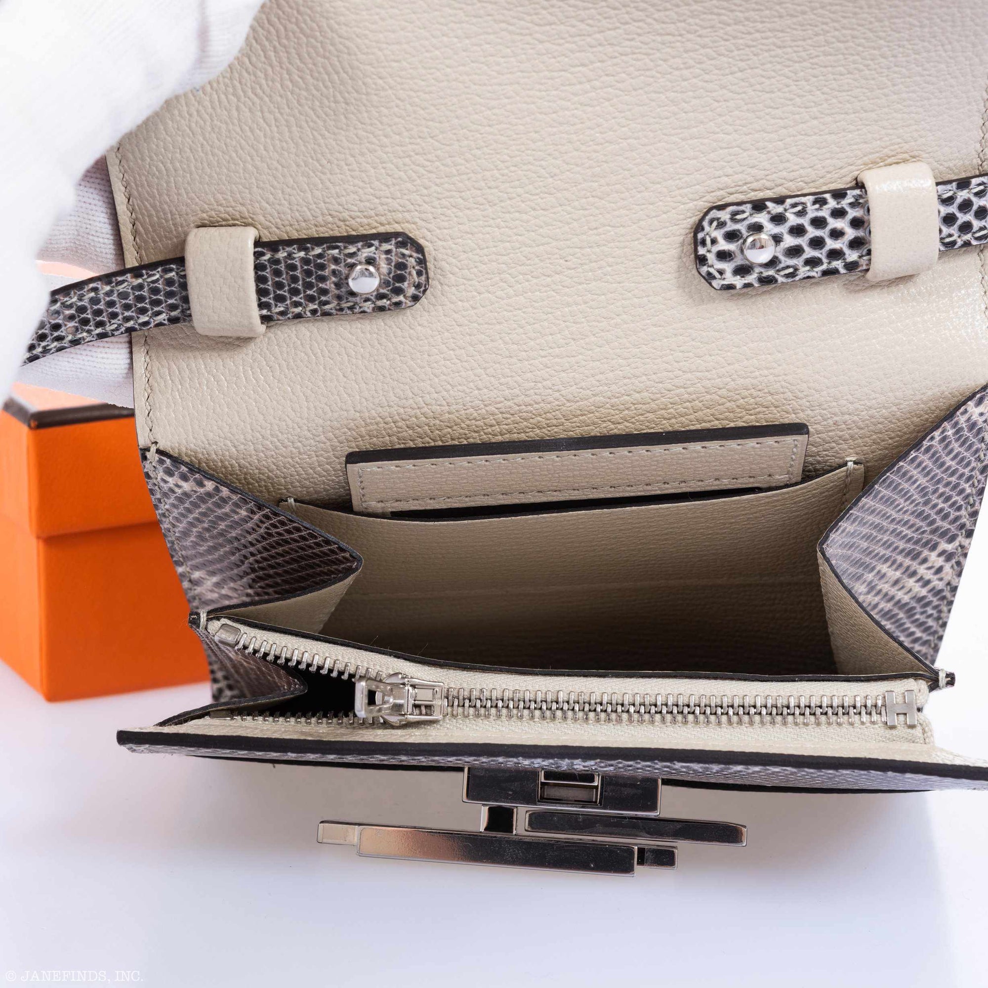 Hermès Cinhetic Mini Clutch On Strap Ombre Lizard Palladium Hardware