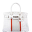 Hermès Club Birkin 30 White, Grey Clemence & Sanguine Lizard Palladium Hardware