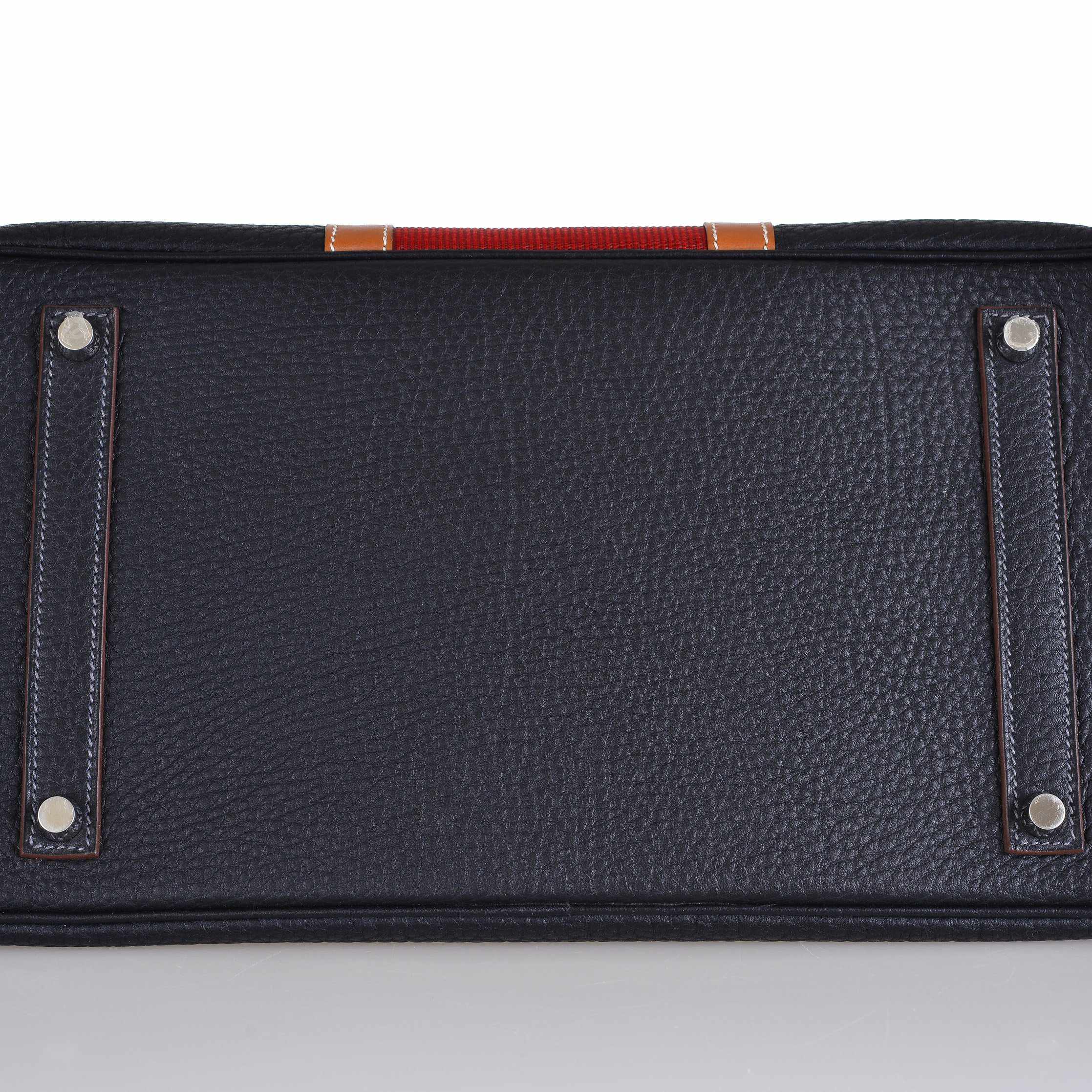 Hermès Club Birkin 35 Indigo Fjord, Barenia Leather & Crinoline Palladium Hardware - 2013, Q Square