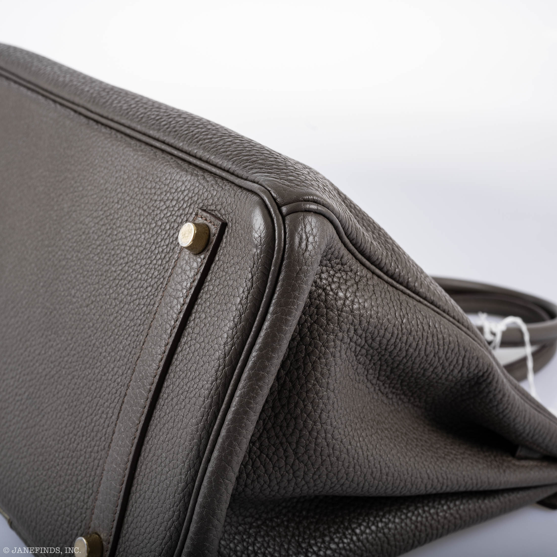 Hermès Club Birkin 35 Tri-Color Etain & Graphite Clemence, Gris Fonce Lizard Permabrass Hardware
