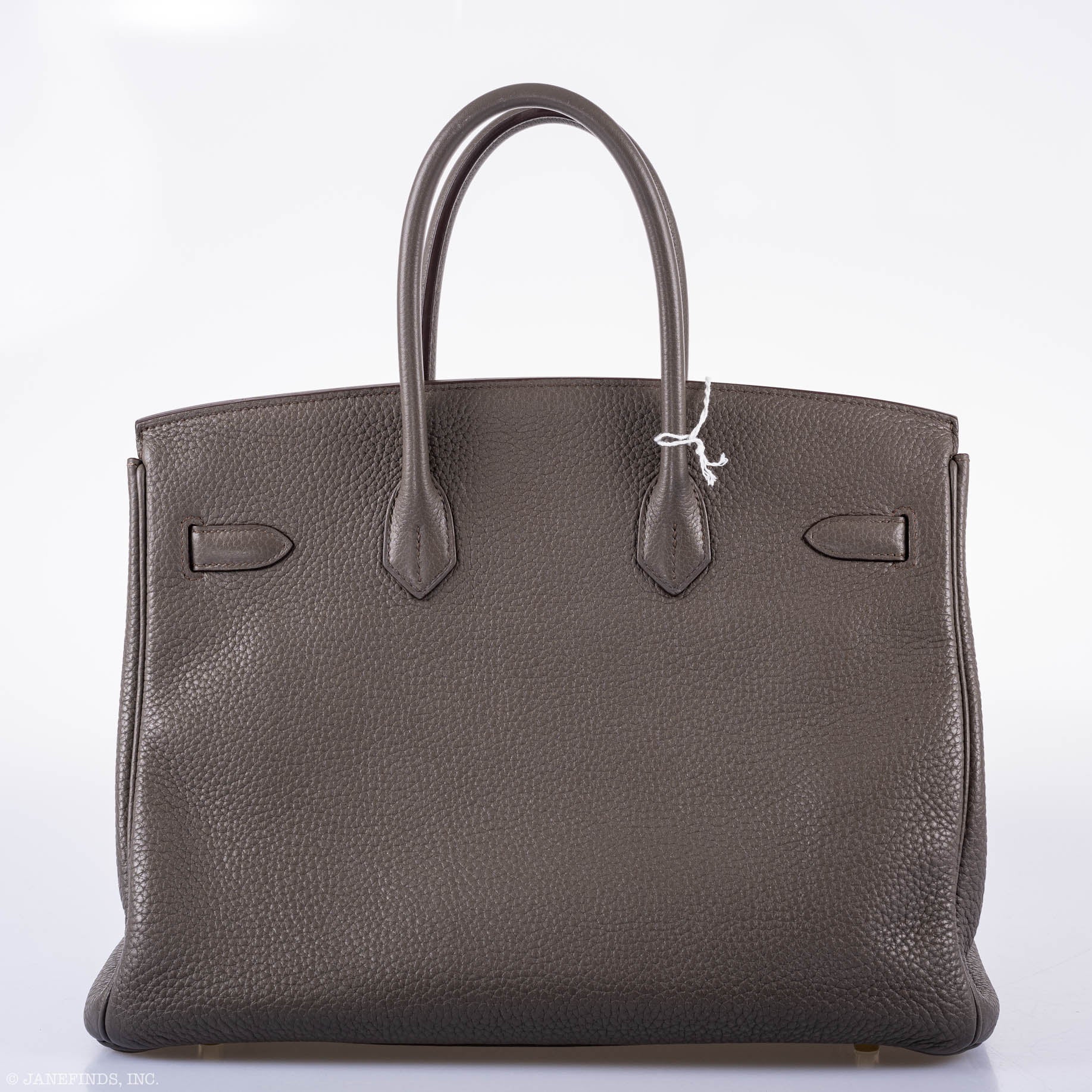 Hermès Club Birkin 35 Tri-Color Etain & Graphite Clemence, Gris Fonce Lizard Permabrass Hardware
