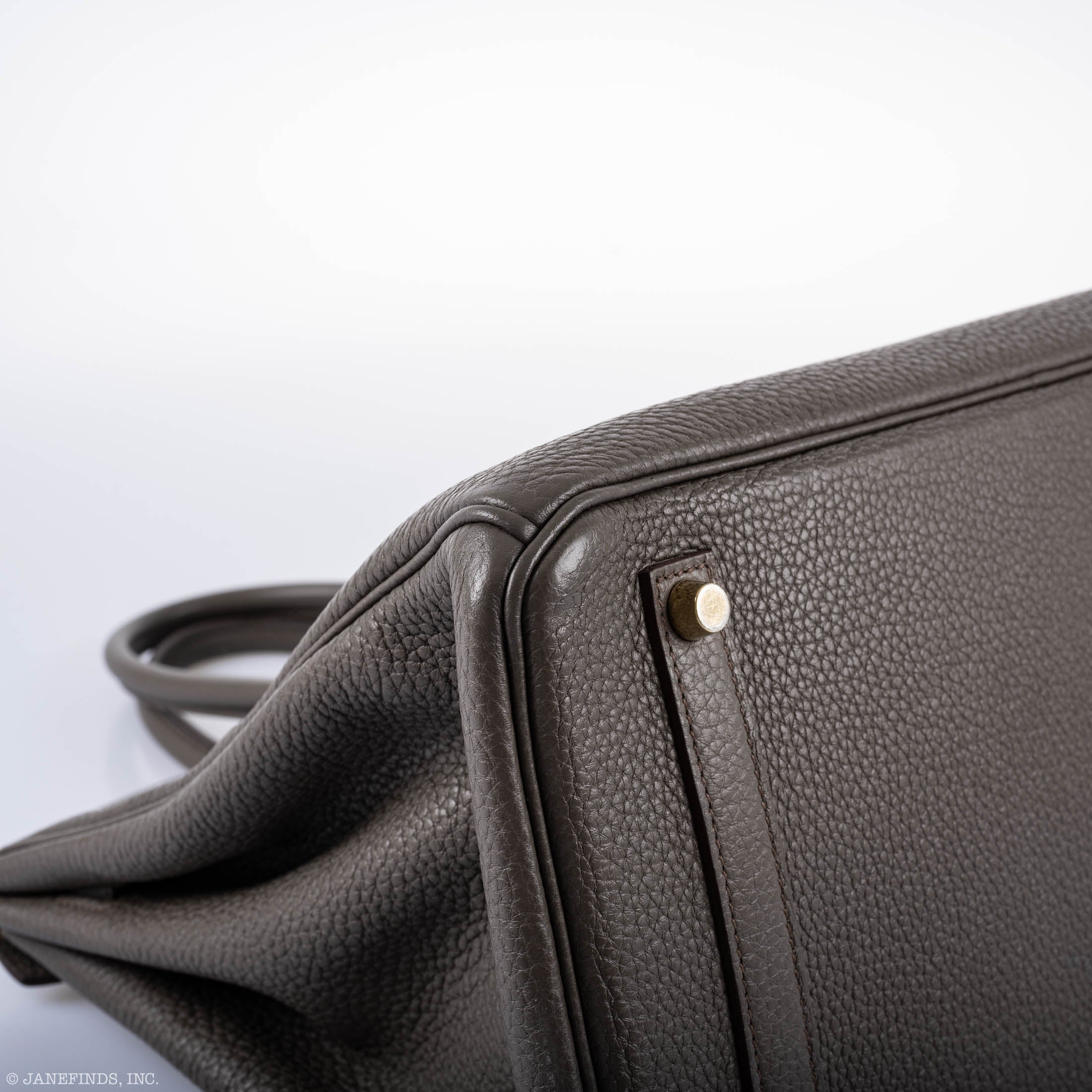 Hermès Club Birkin 35 Tri-Color Etain & Graphite Clemence, Gris Fonce Lizard Permabrass Hardware