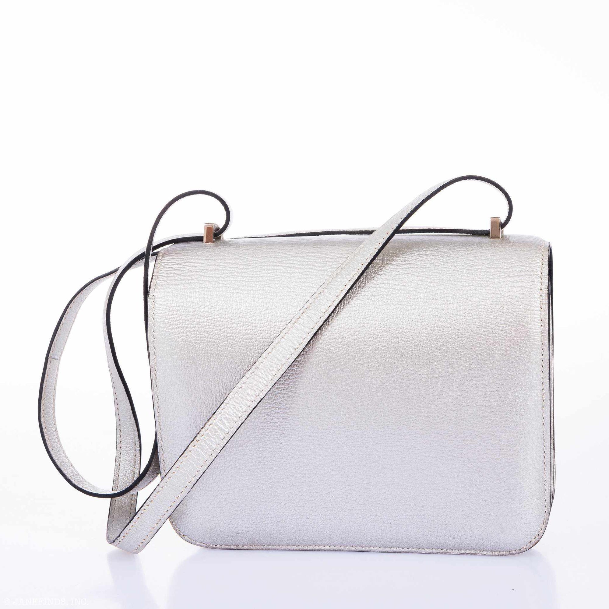 Hermès Constance 18 Metallic Silver Chevre Palladium Hardware