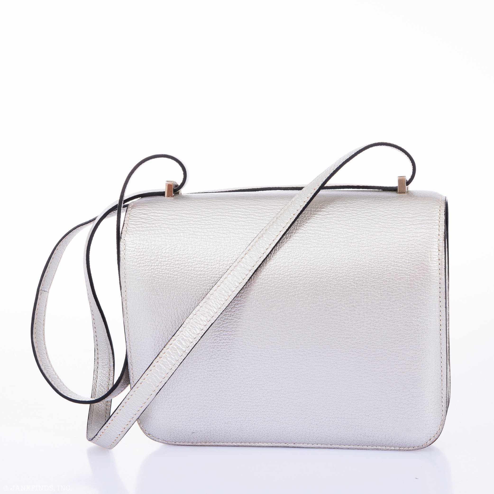 Hermès Constance 18 Metallic Silver Chevre Palladium Hardware