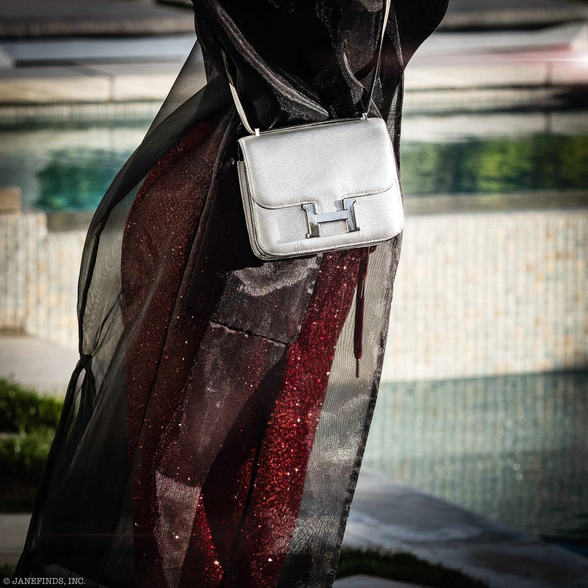 Hermès Constance 18 Metallic Silver Chevre Palladium Hardware