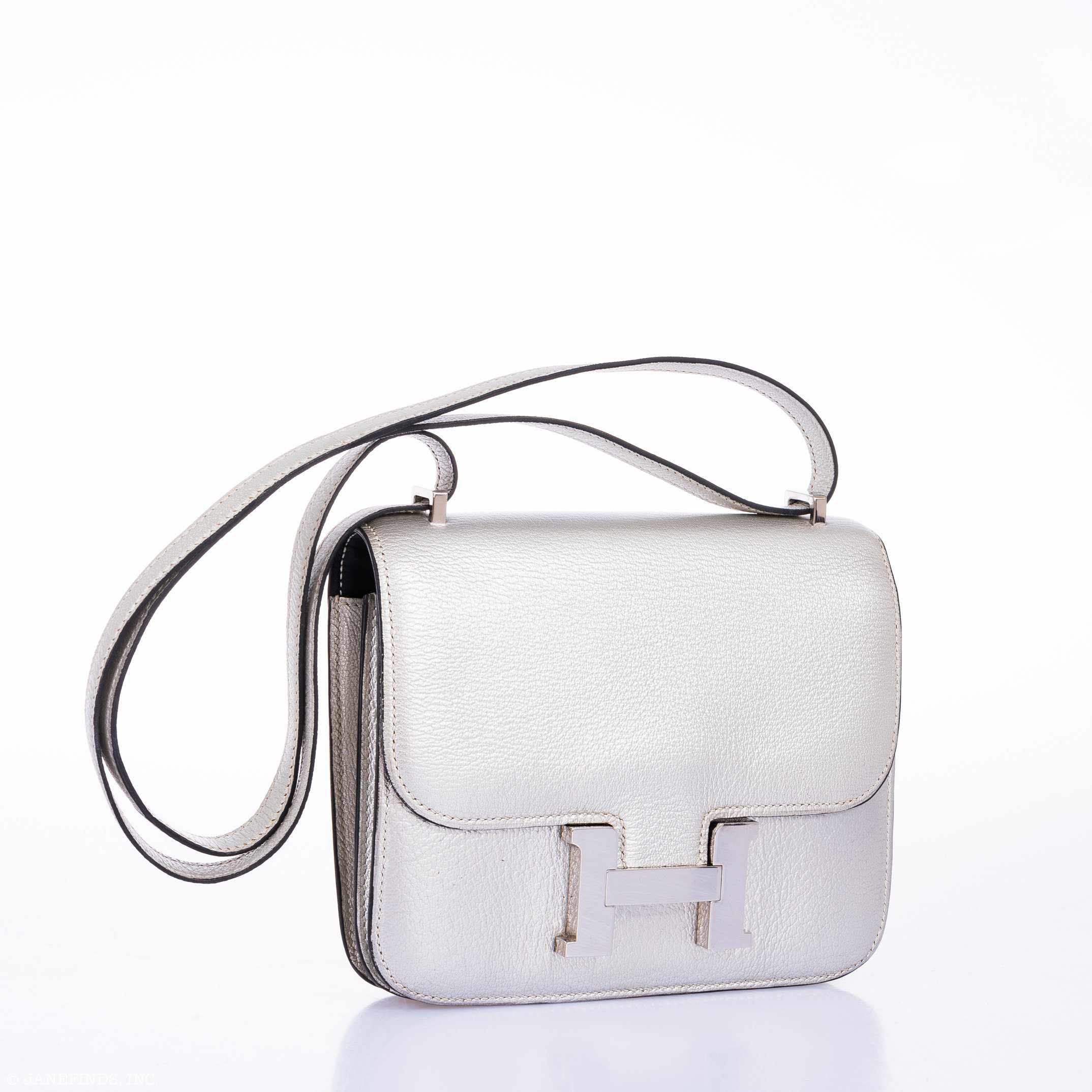 Hermès Constance 18 Metallic Silver Chevre Palladium Hardware