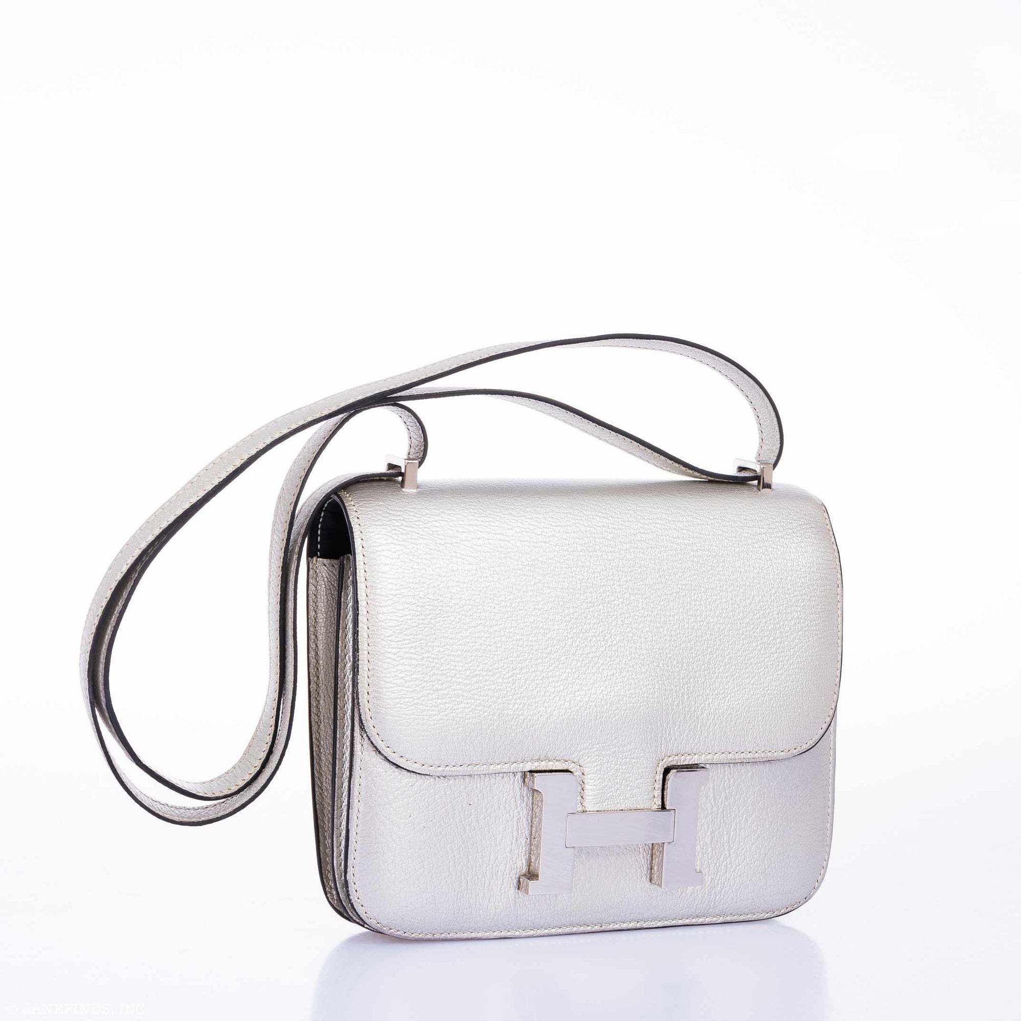 Hermès Constance 18 Metallic Silver Chevre Palladium Hardware