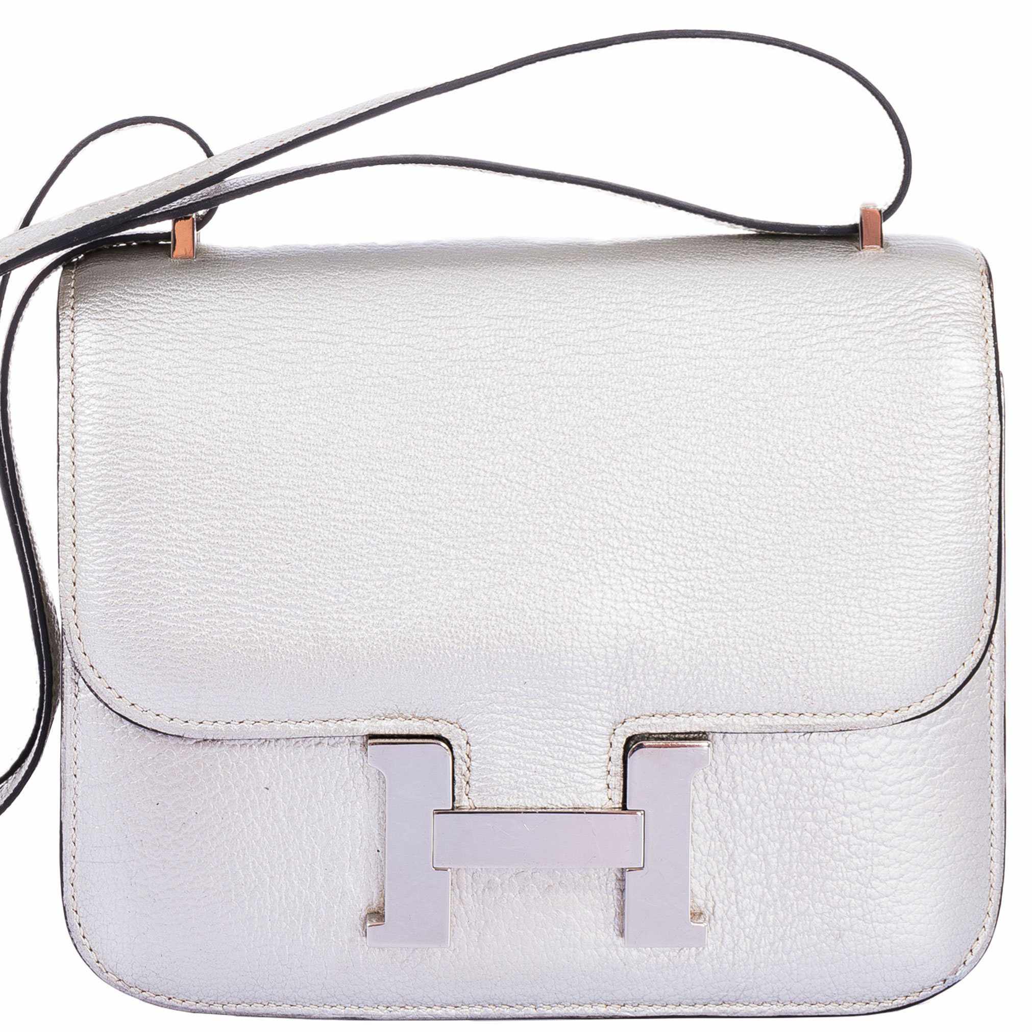 Hermès Constance 18 Metallic Silver Chevre Palladium Hardware