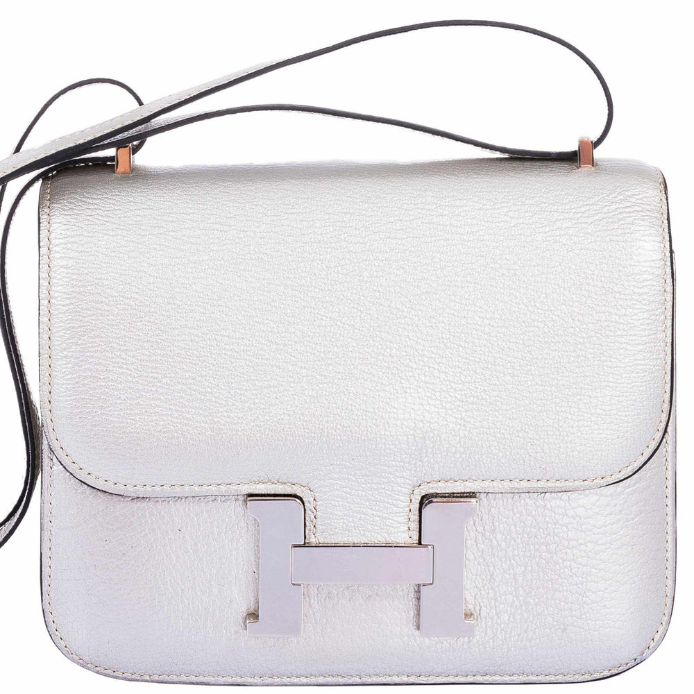 Hermès Constance 18 Metallic Silver Chevre Palladium Hardware