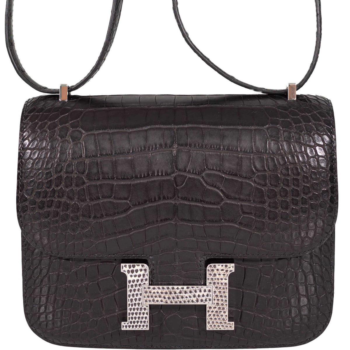 Hermès Constance Constance Exotic 18 Matte Alligator Mini Noir