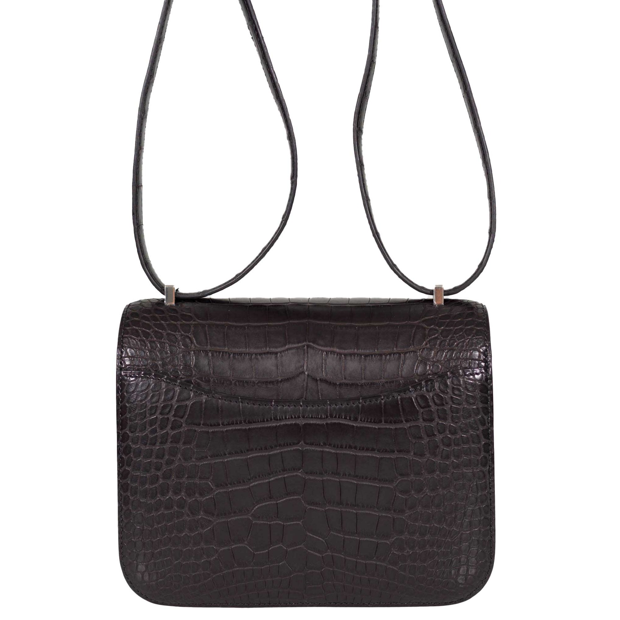 Hermès Constance 18 Mini Noir Matte Alligator with Lizard Buckle Palladium Hardware