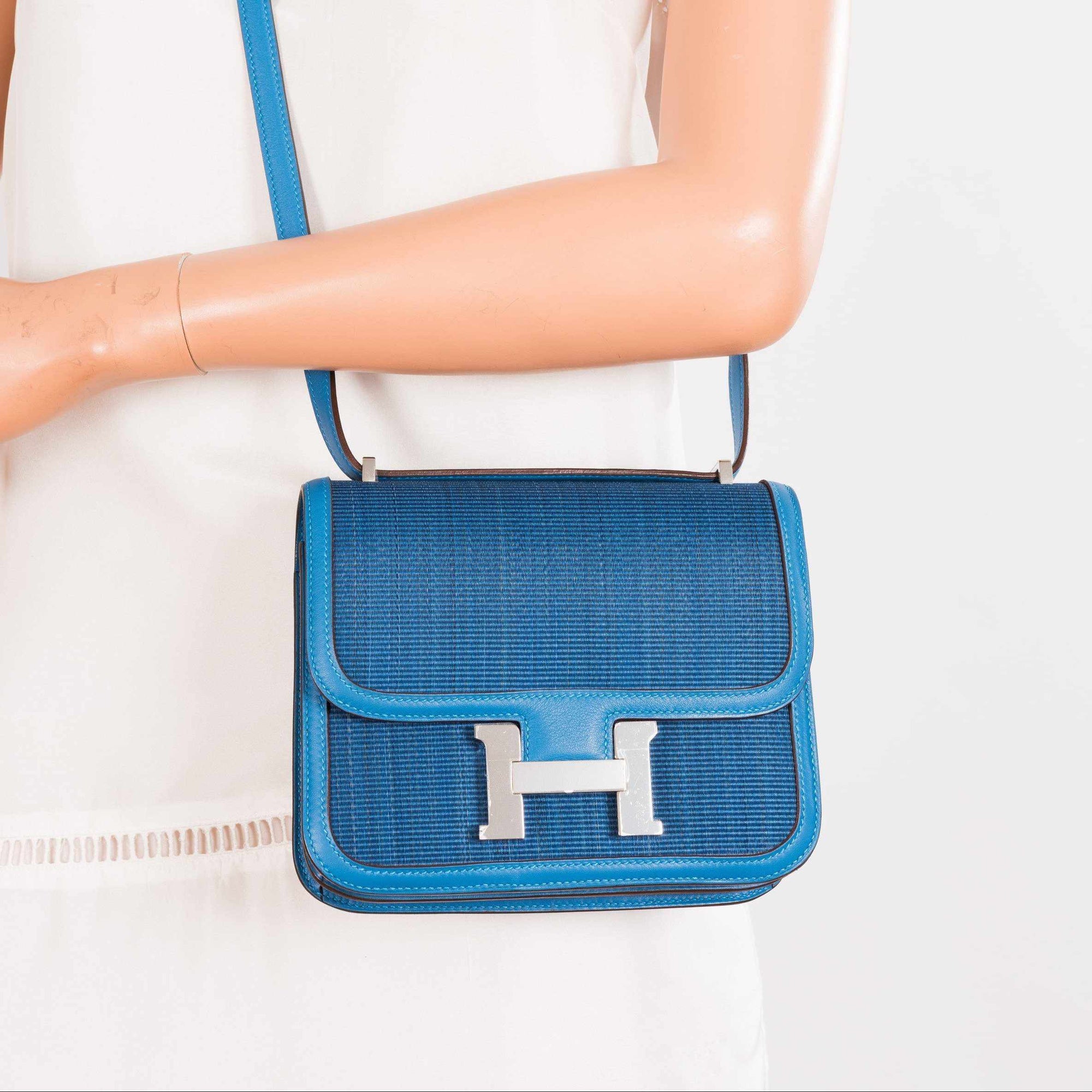 Hermès Constance 18 Mykonos and Blue Thalassa Crinoline Palladium Hardware