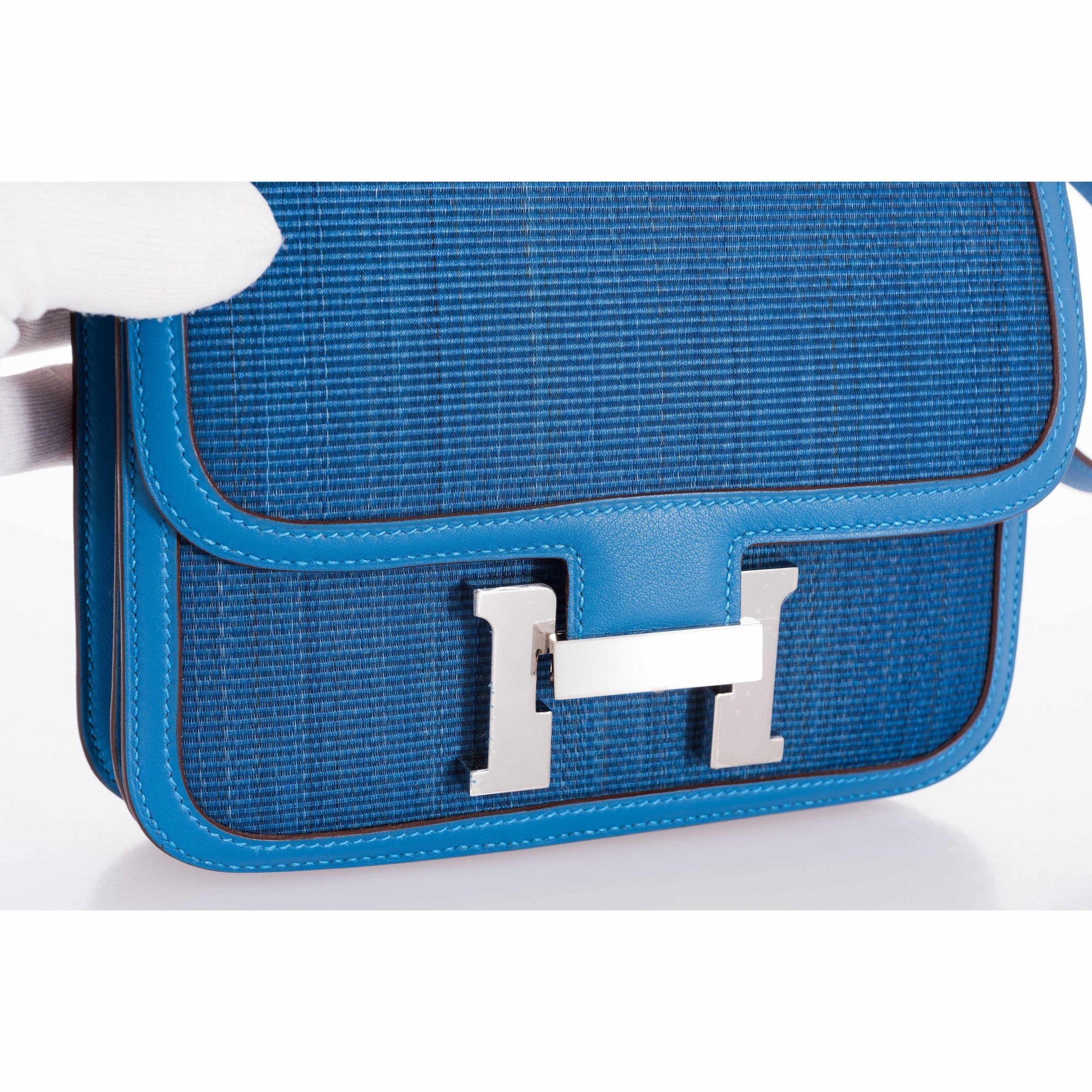 Hermès Constance 18 Mykonos and Blue Thalassa Crinoline Palladium Hardware