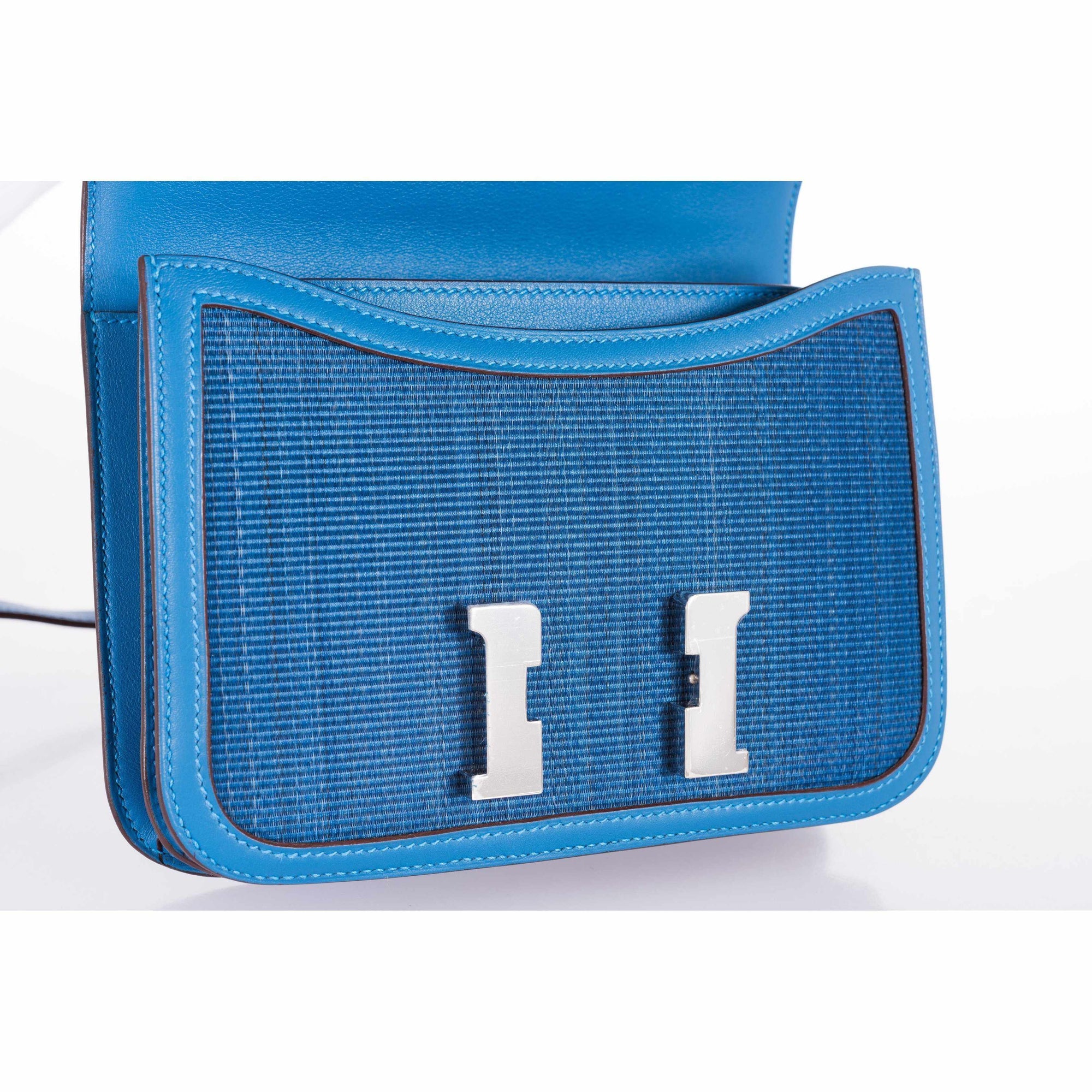 Hermès Constance 18 Mykonos and Blue Thalassa Crinoline Palladium Hardware