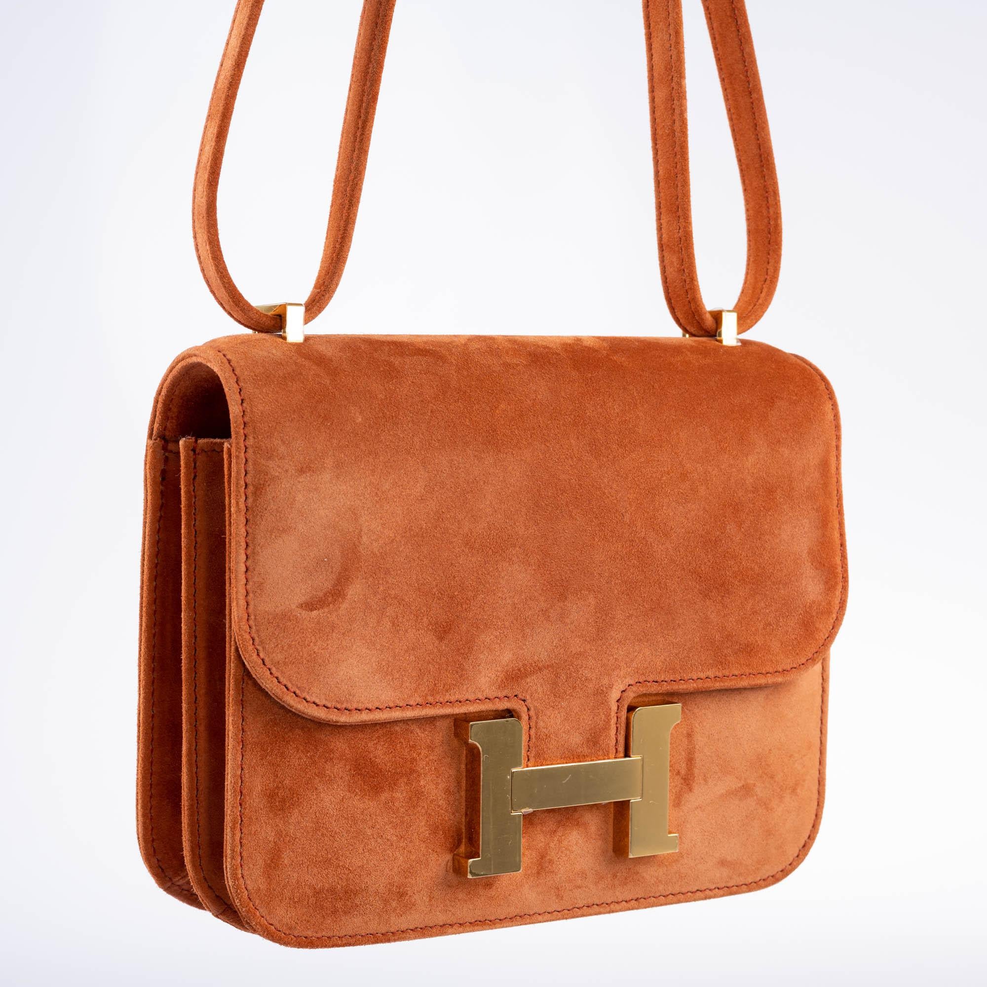 Hermès Constance 18 Paprika Doblis Suede with Gold Hardware