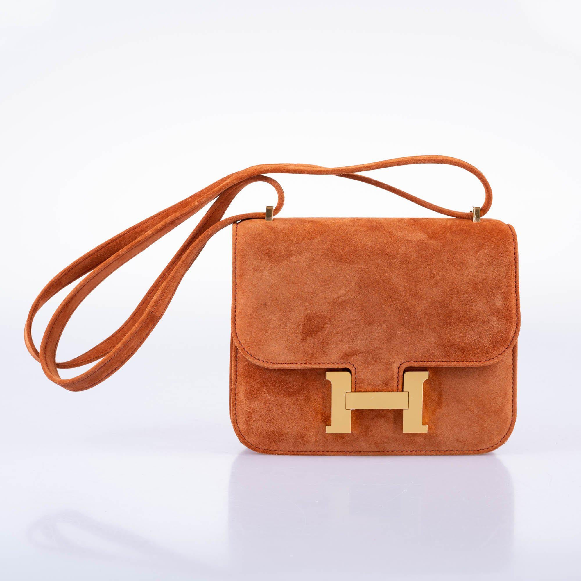 Hermès Constance 18 Paprika Doblis Suede with Gold Hardware